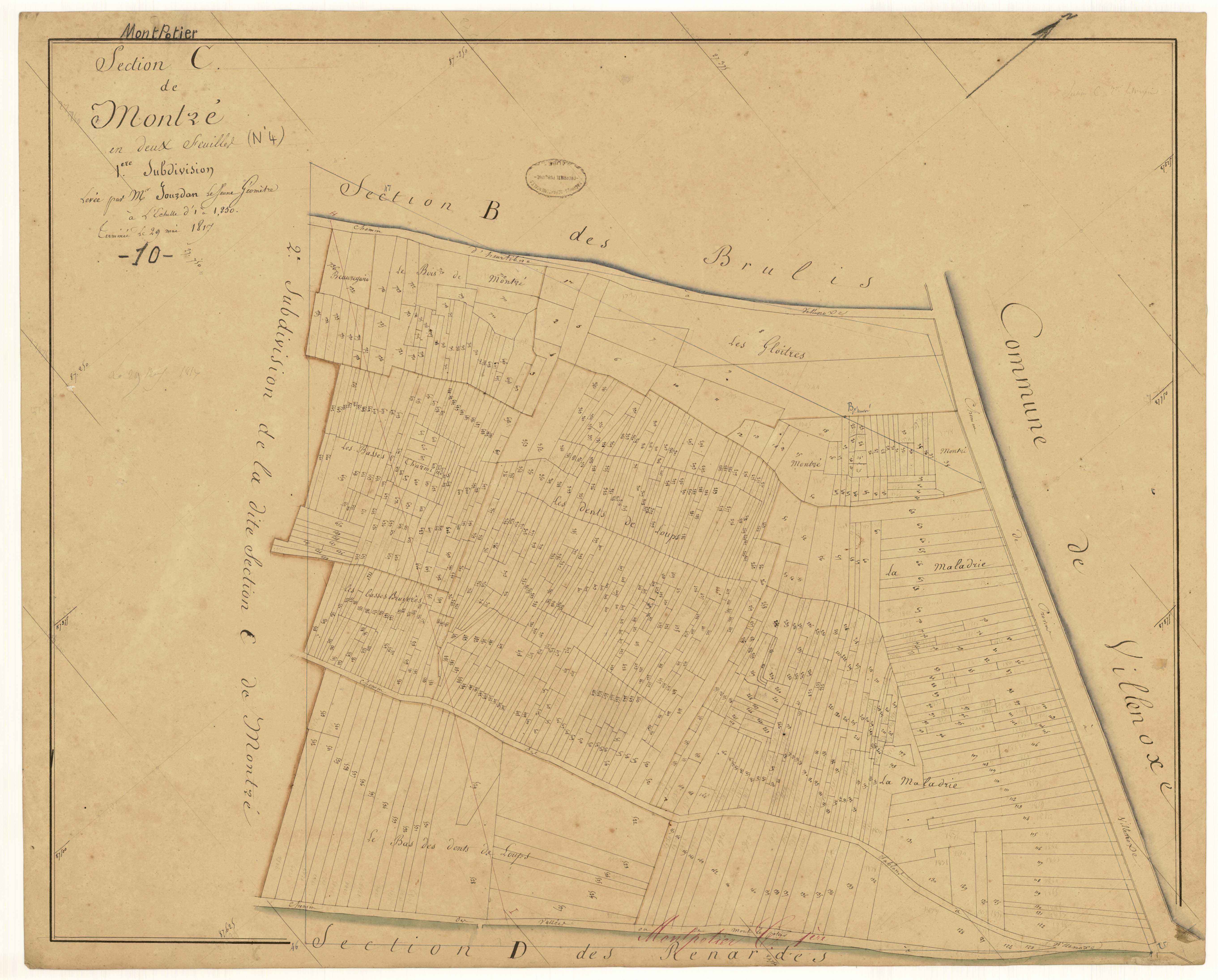 Montpothier, section C dite de Montré, feuille n° 1