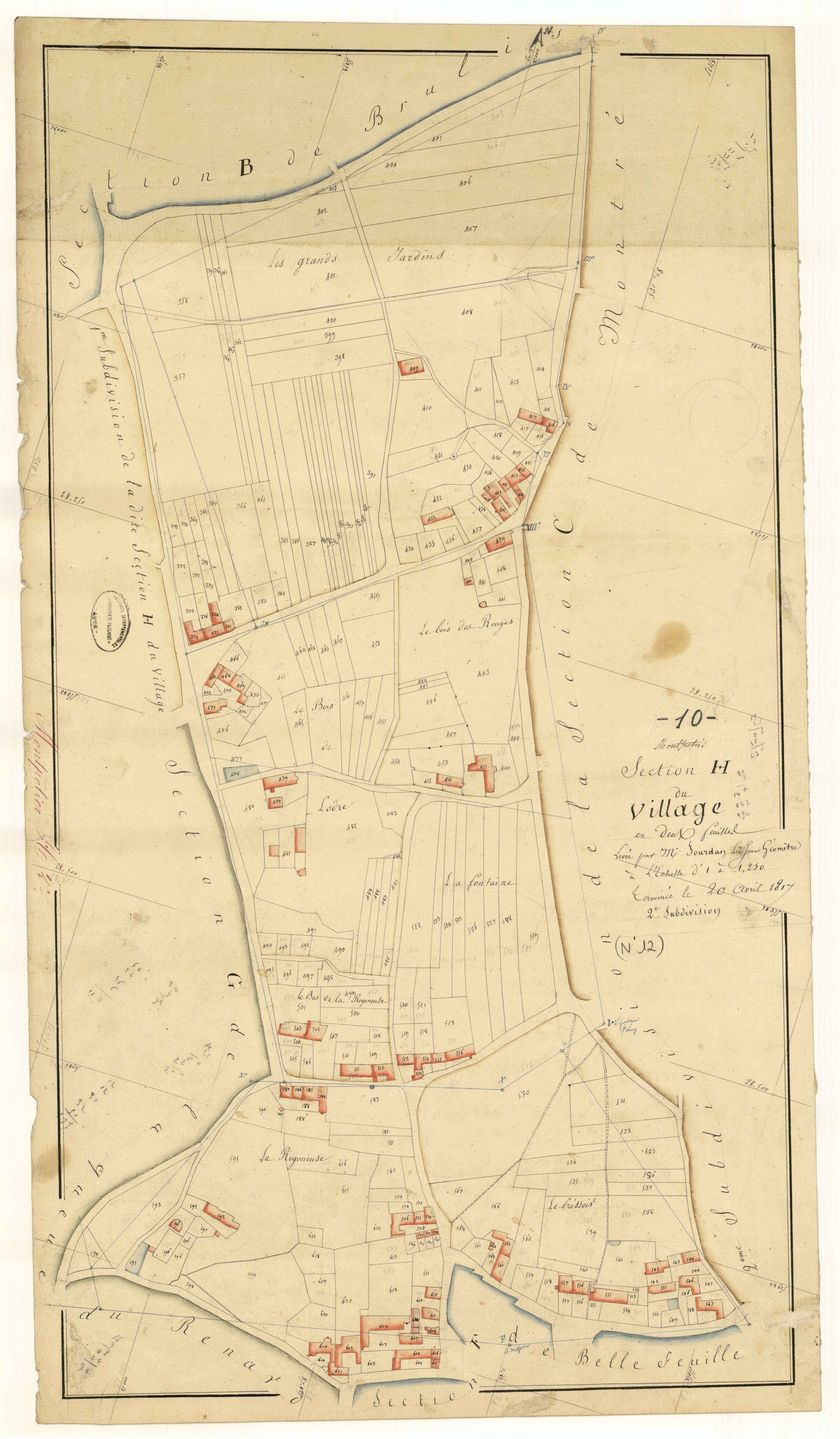 Montpothier, section H dite du village, feuille n° 2