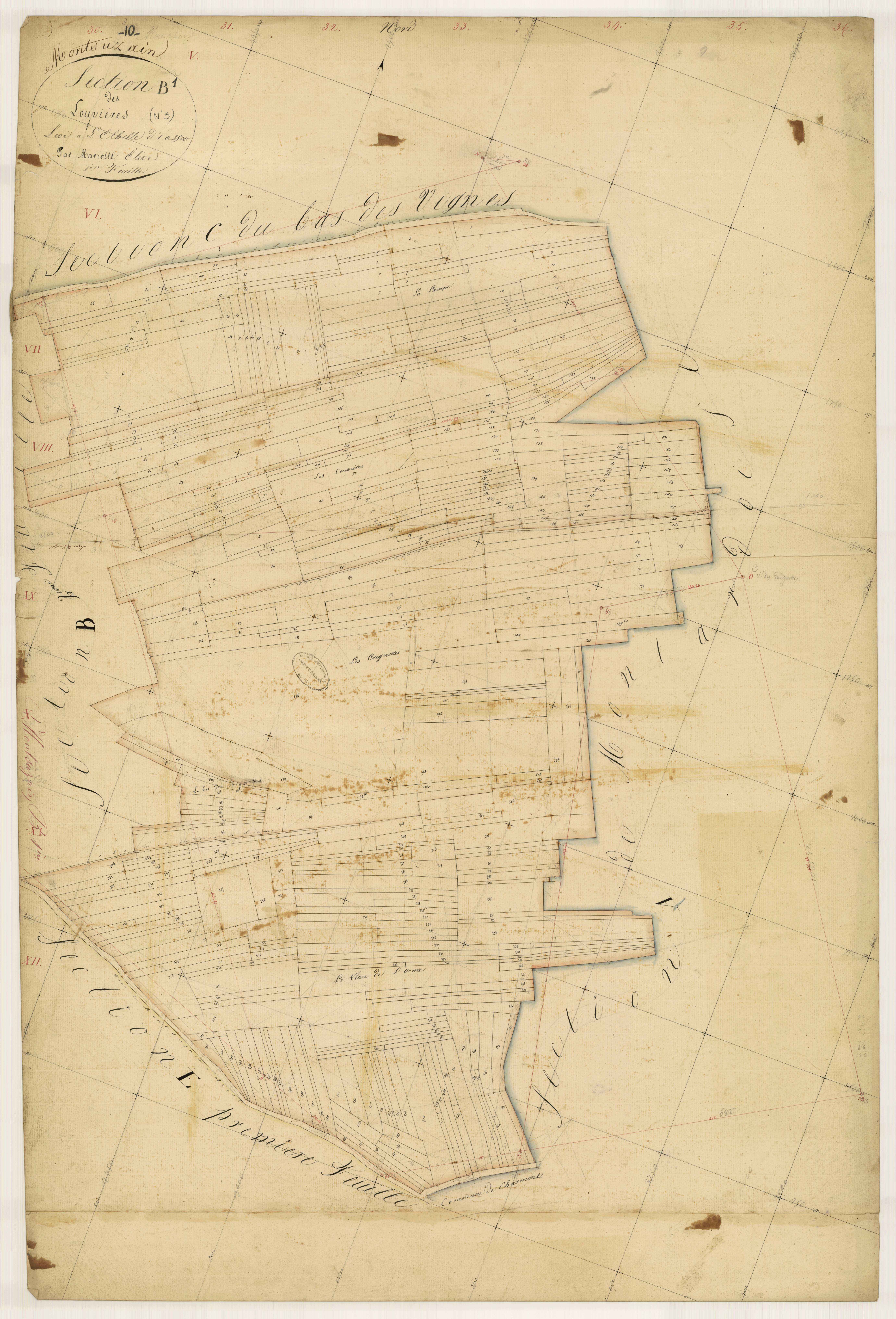 Montsuzain, section B dite des Louvières, feuille n° 1