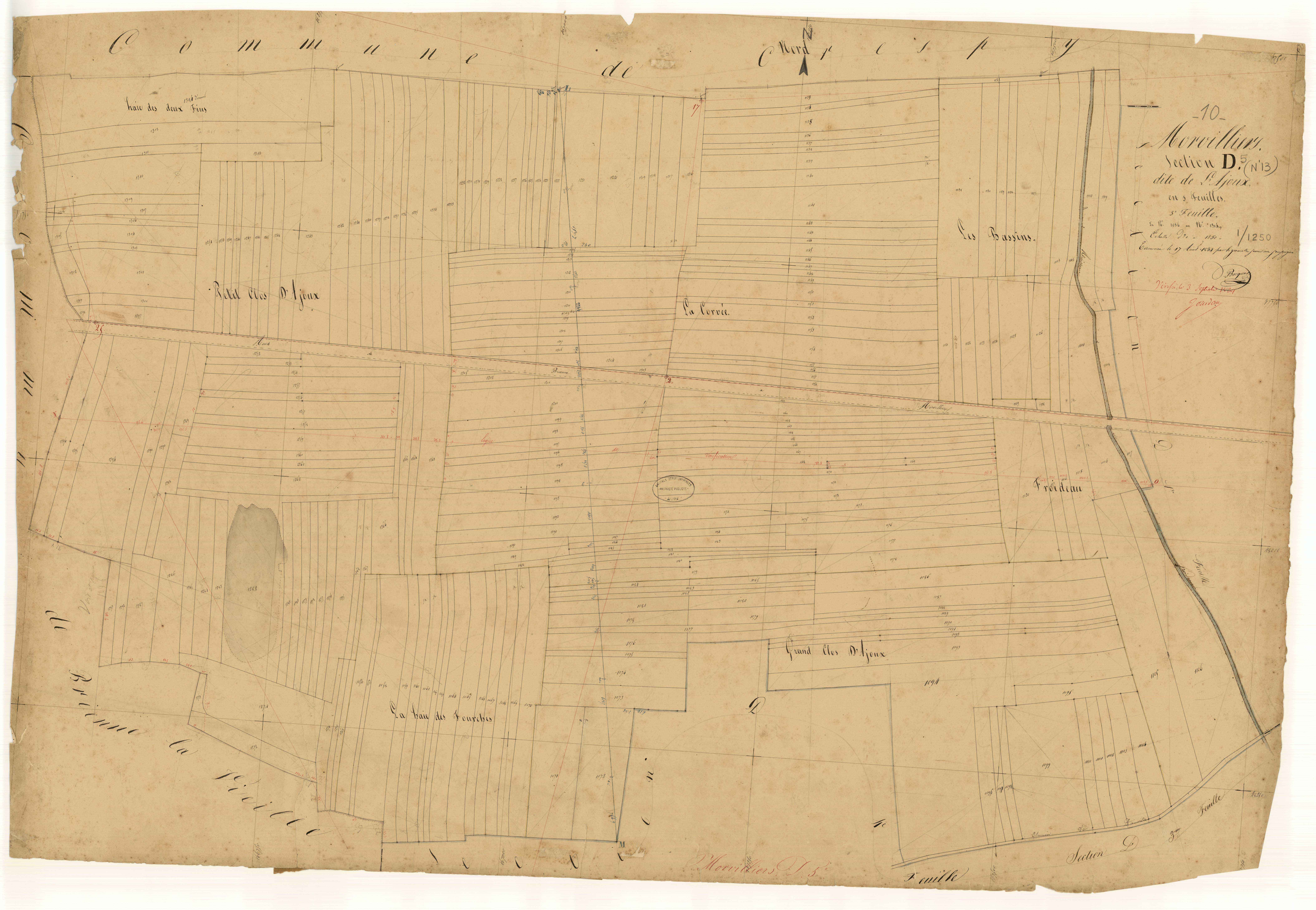 Morvilliers, section D dite de l'Ajoux, feuille n° 5, parcelles n°1056-1314