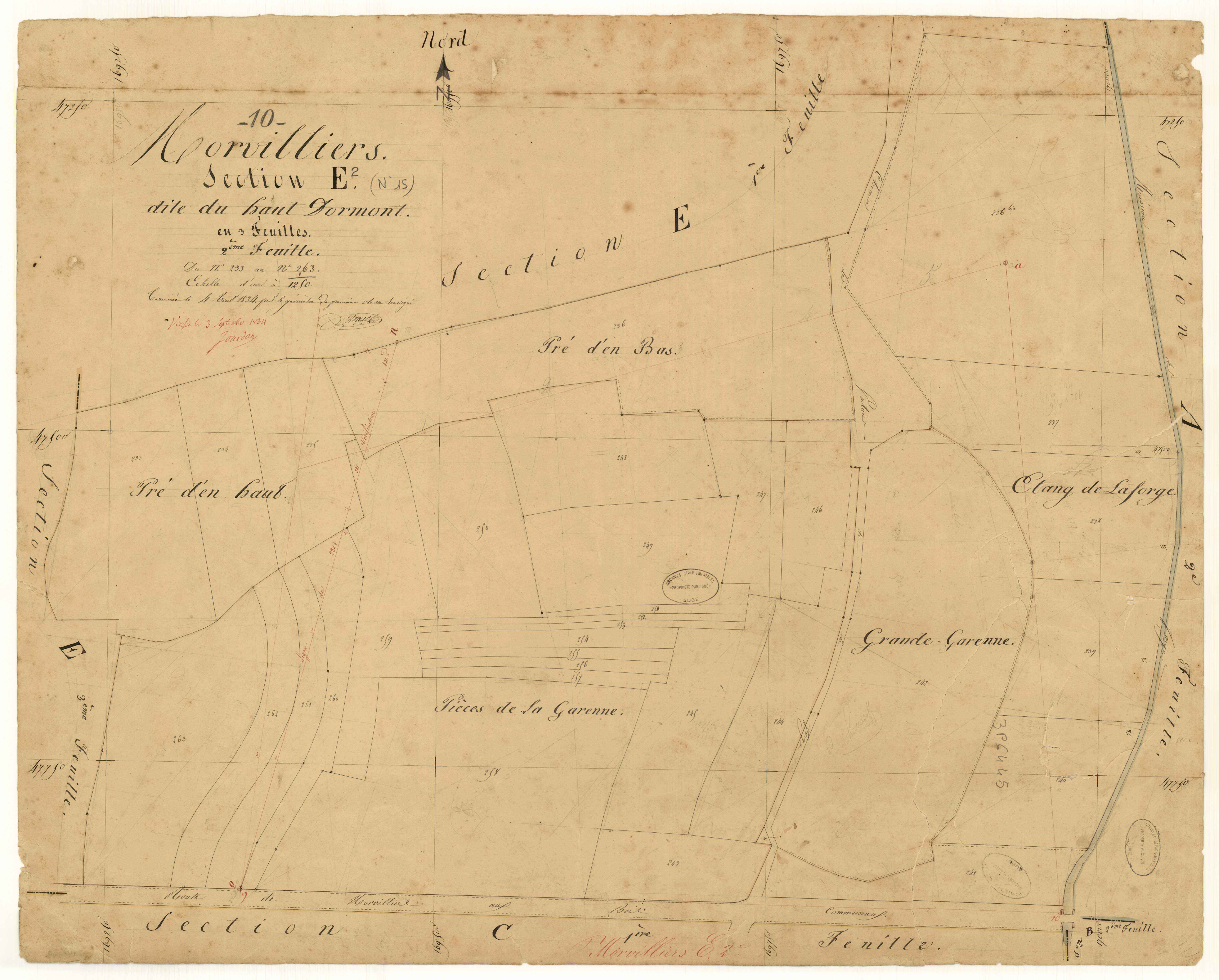 Morvilliers, section E dite du haut Dormont, feuille n° 2, parcelles n°233-263