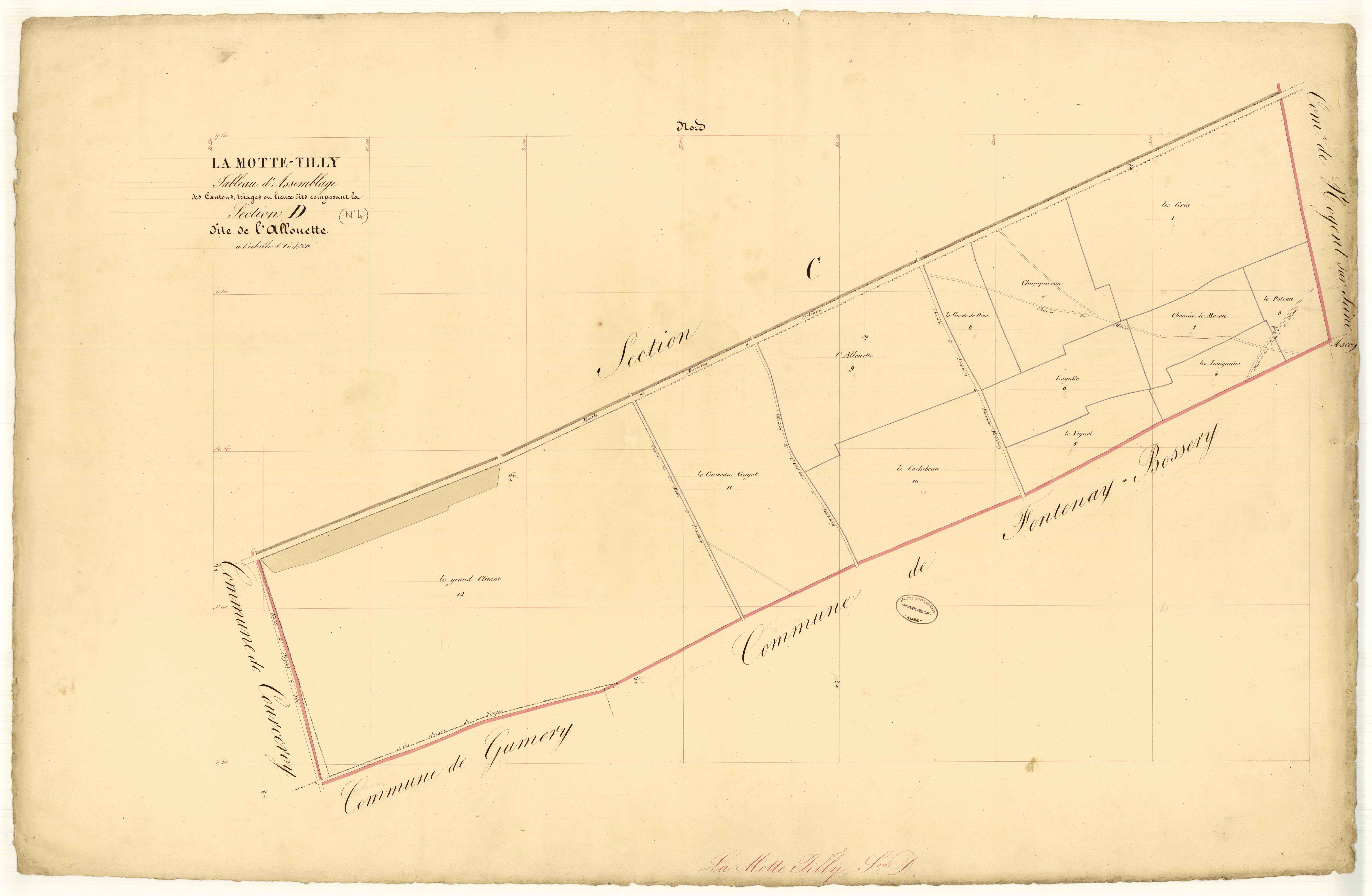 La Motte-Tilly, tableau d'assemblage section D dite de l'allouette
