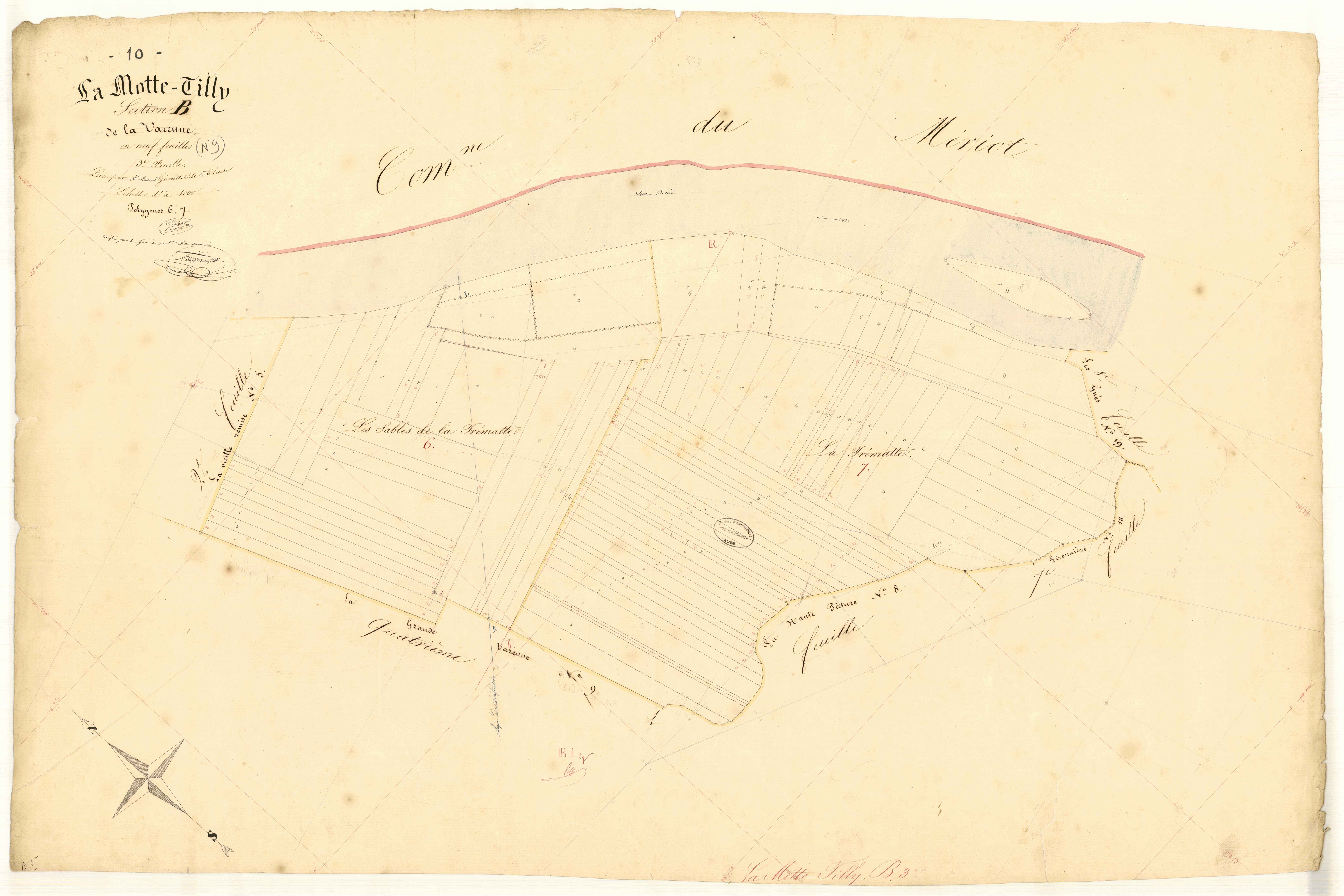 La Motte-Tilly, section B dite de la Varenne, feuille n° 3