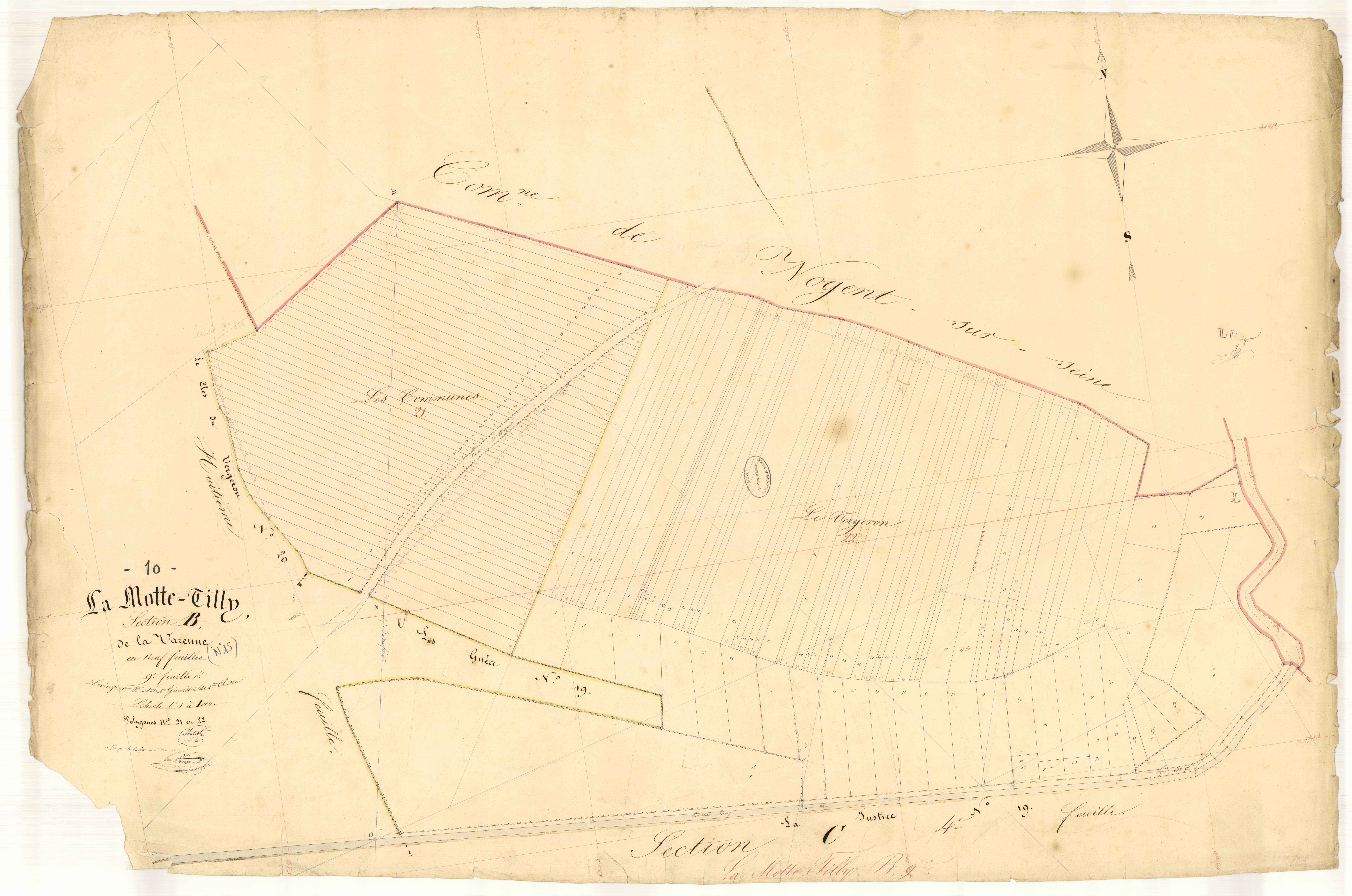 La Motte-Tilly, section B dite de la Varenne, feuille n° 9