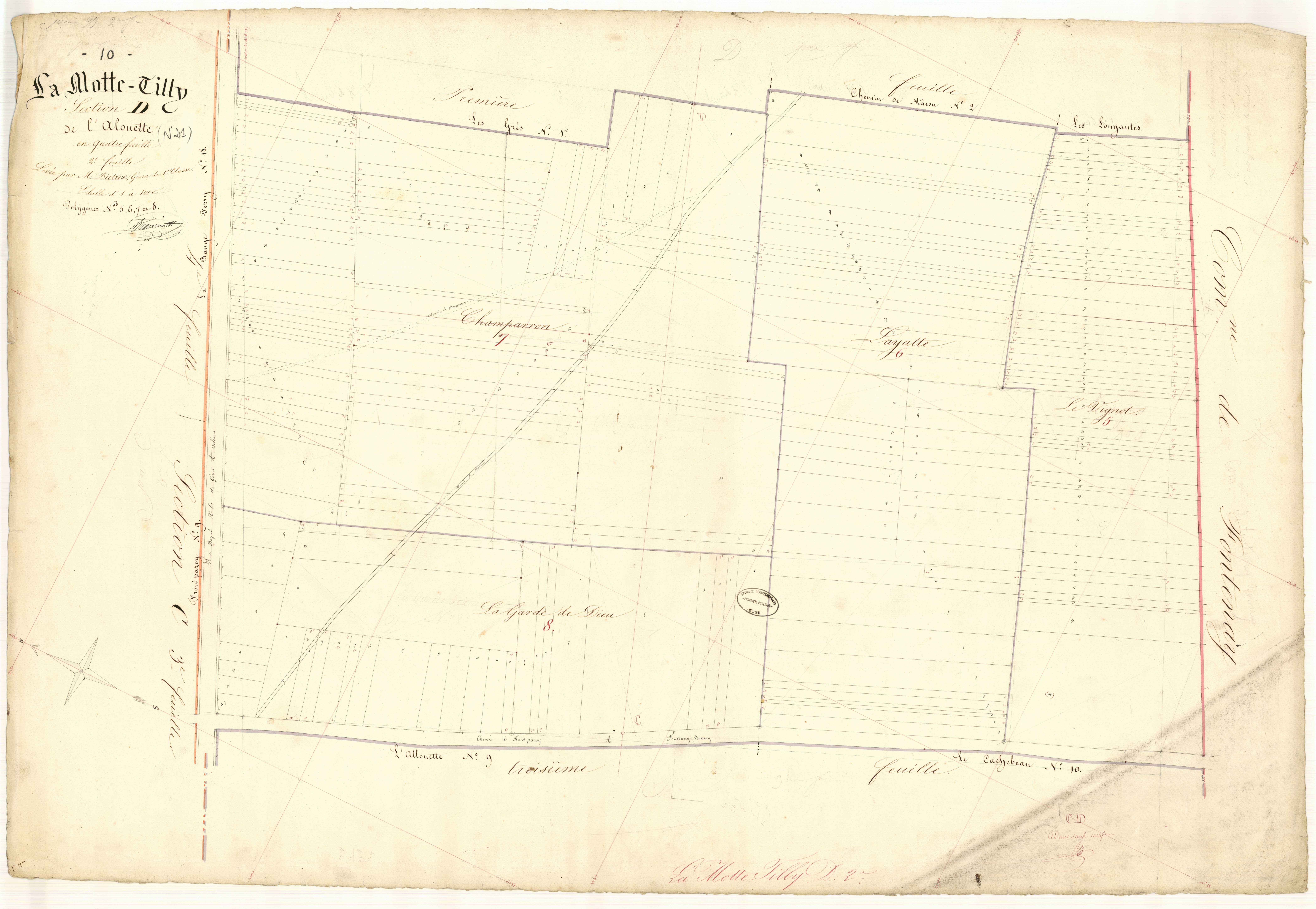 La Motte-Tilly, section D dite de l'Alouette, feuille n° 2