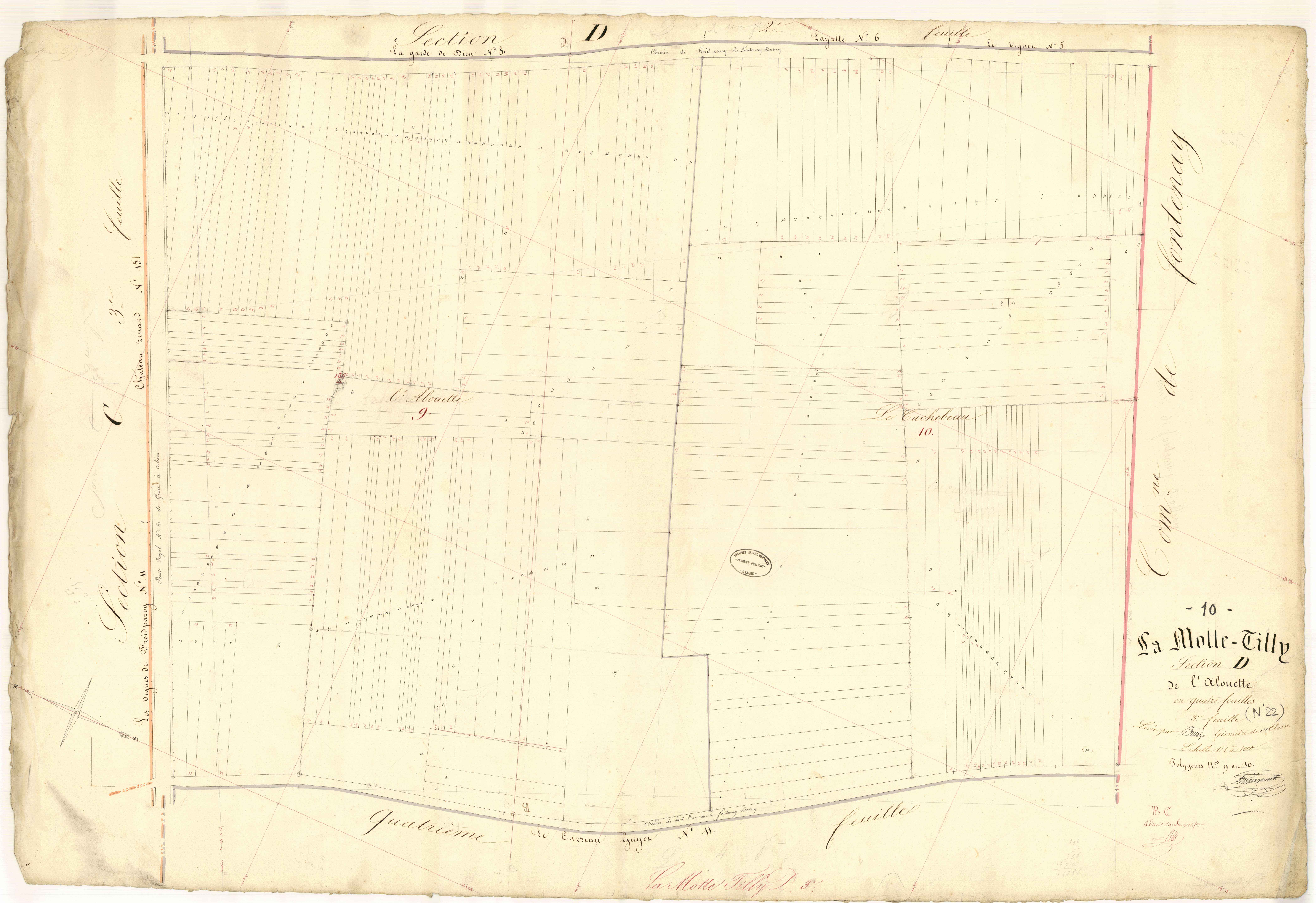 La Motte-Tilly, section D dite de l'Alouette, feuille n° 3