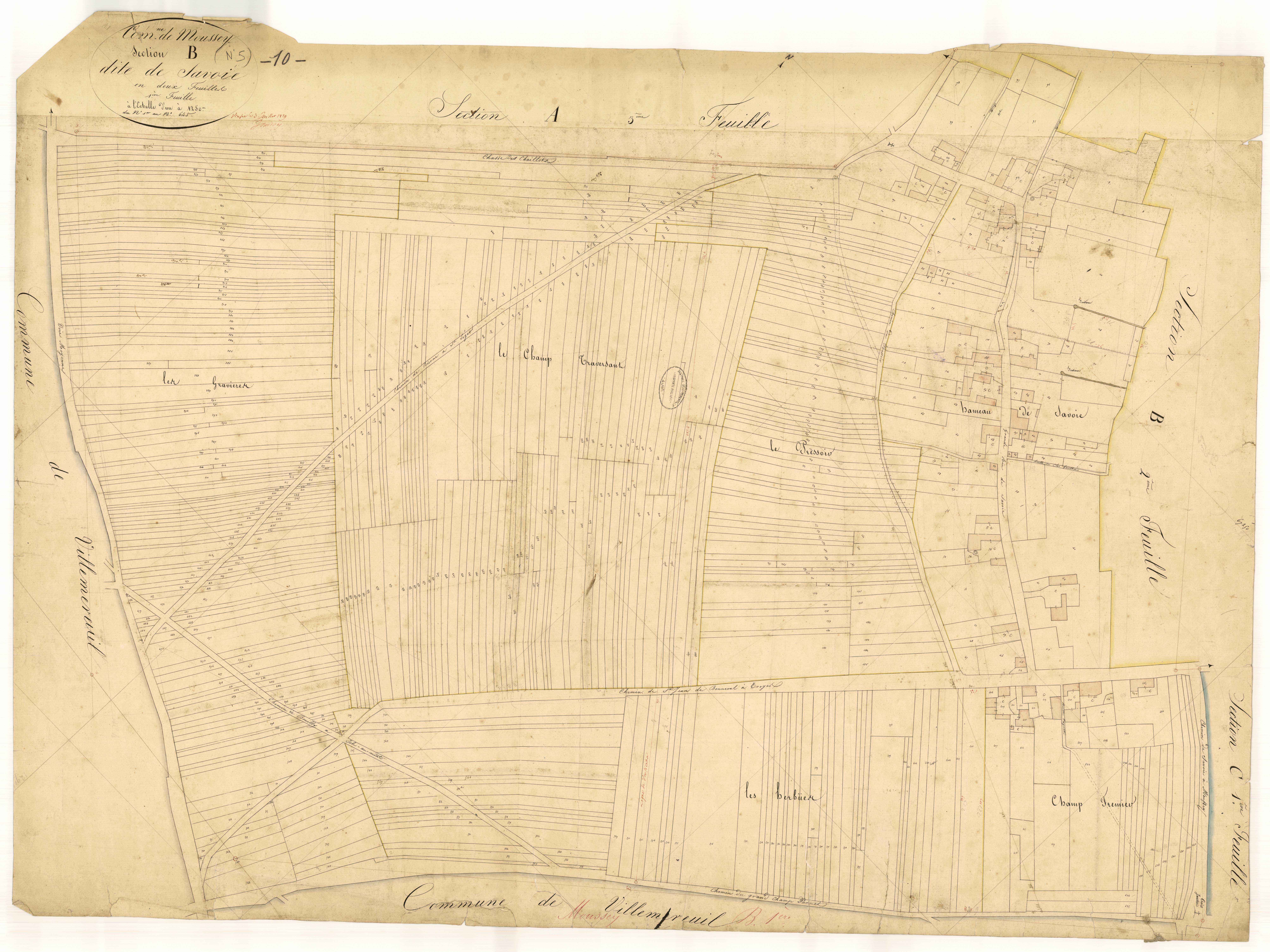 Moussey, section B dite de Savoie, feuille n° 1, parcelles n°1-645