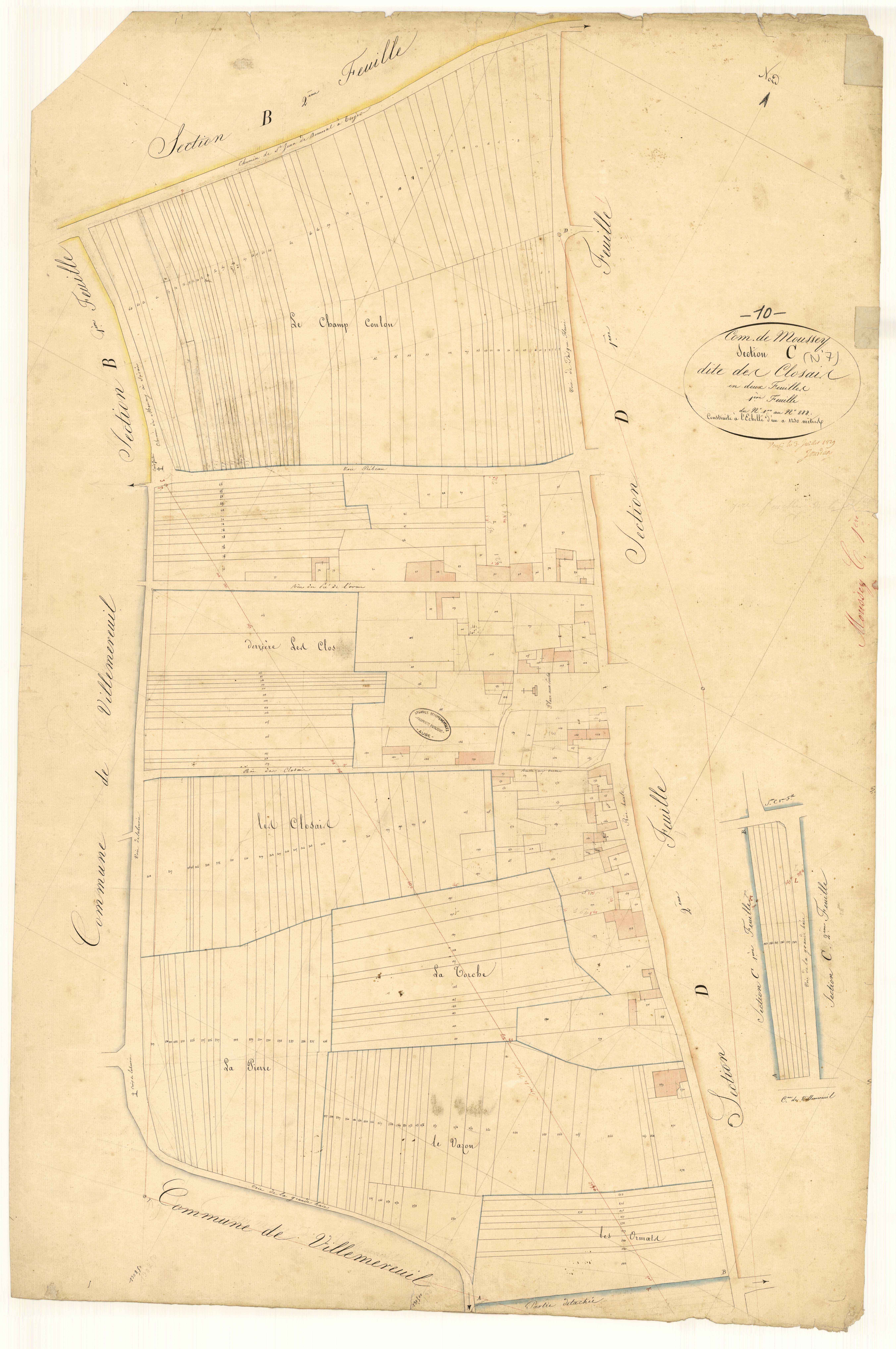 Moussey, section C dite de Closais, feuille n° 1, parcelles n°1-288