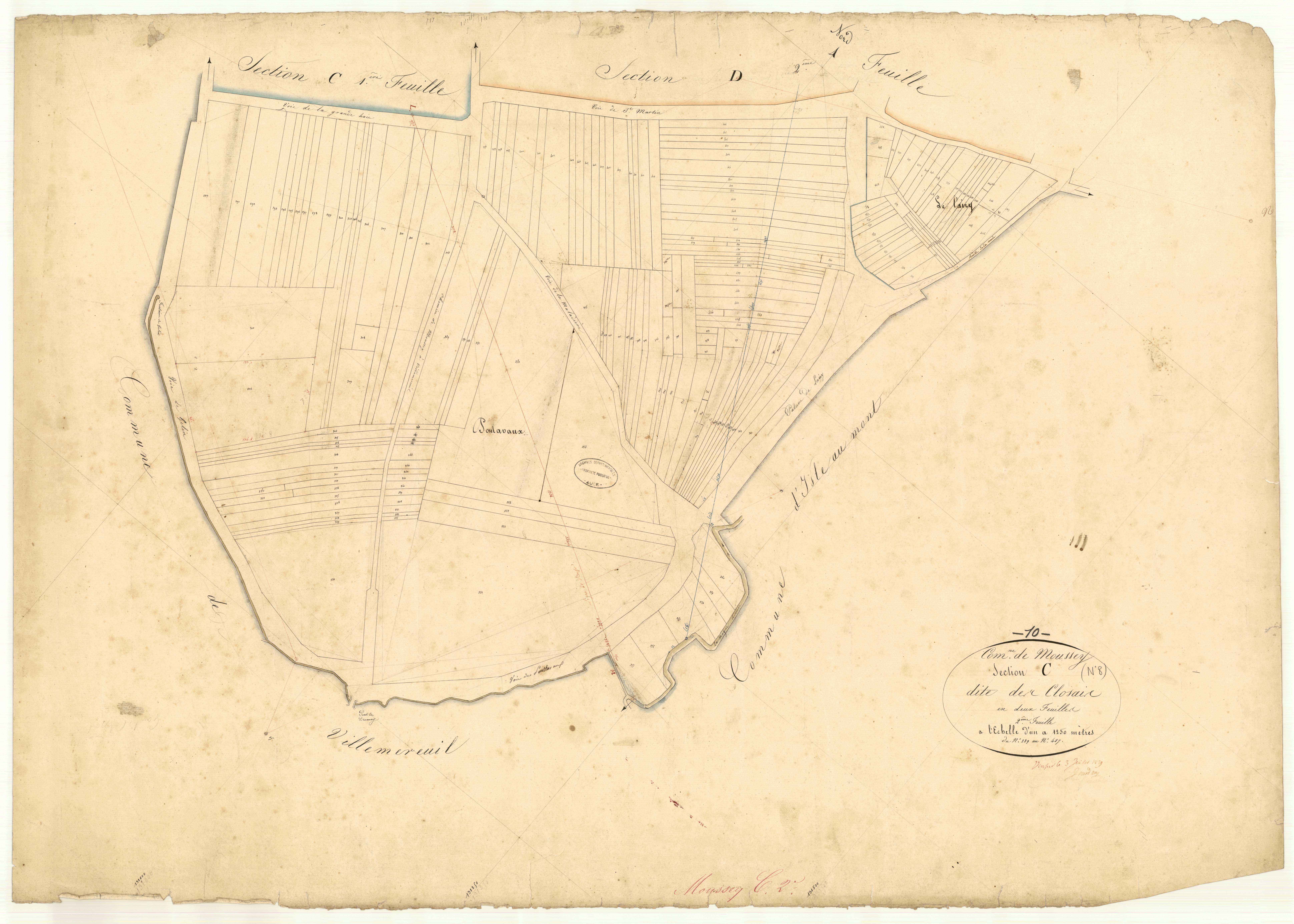 Moussey, section C dite de Closais, feuille n° 2, parcelles n°289-487