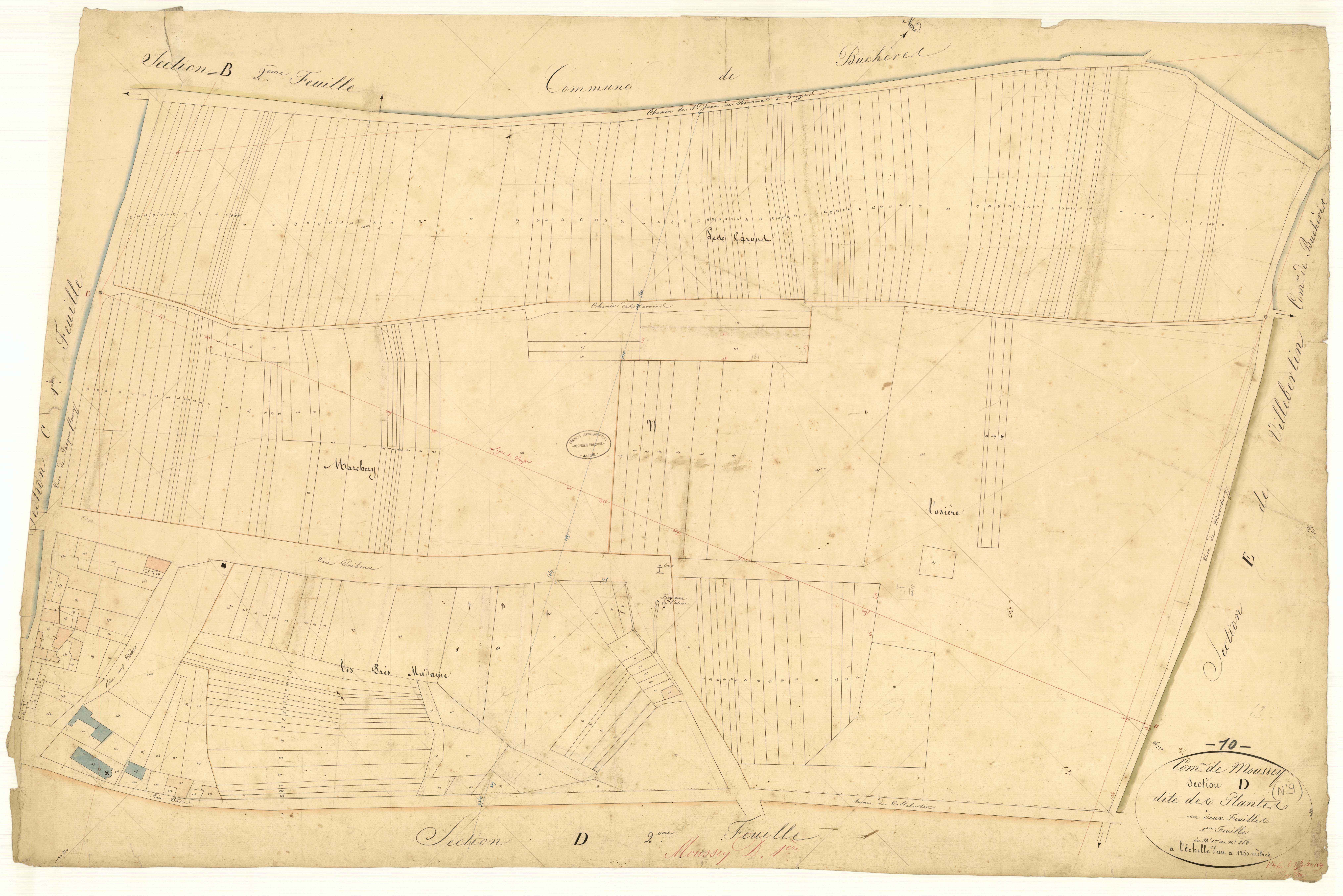 Moussey, section D dite des Plantes, feuille n° 1, parcelles n°1-268