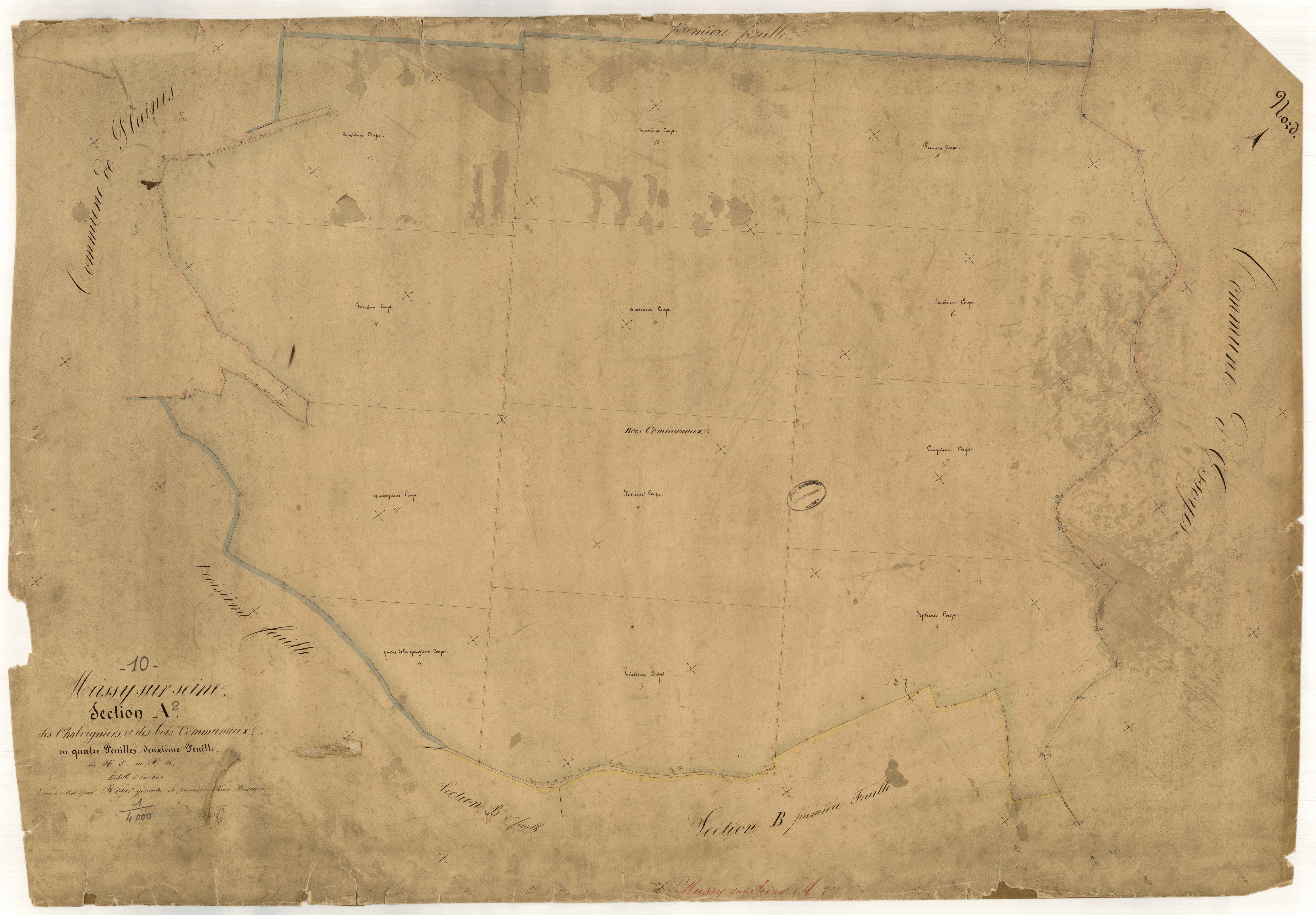 Mussy-sur-Seine, section A dite des Chalvigniers et des bois communaux, feuille n° 2, parcelles n° 5-16