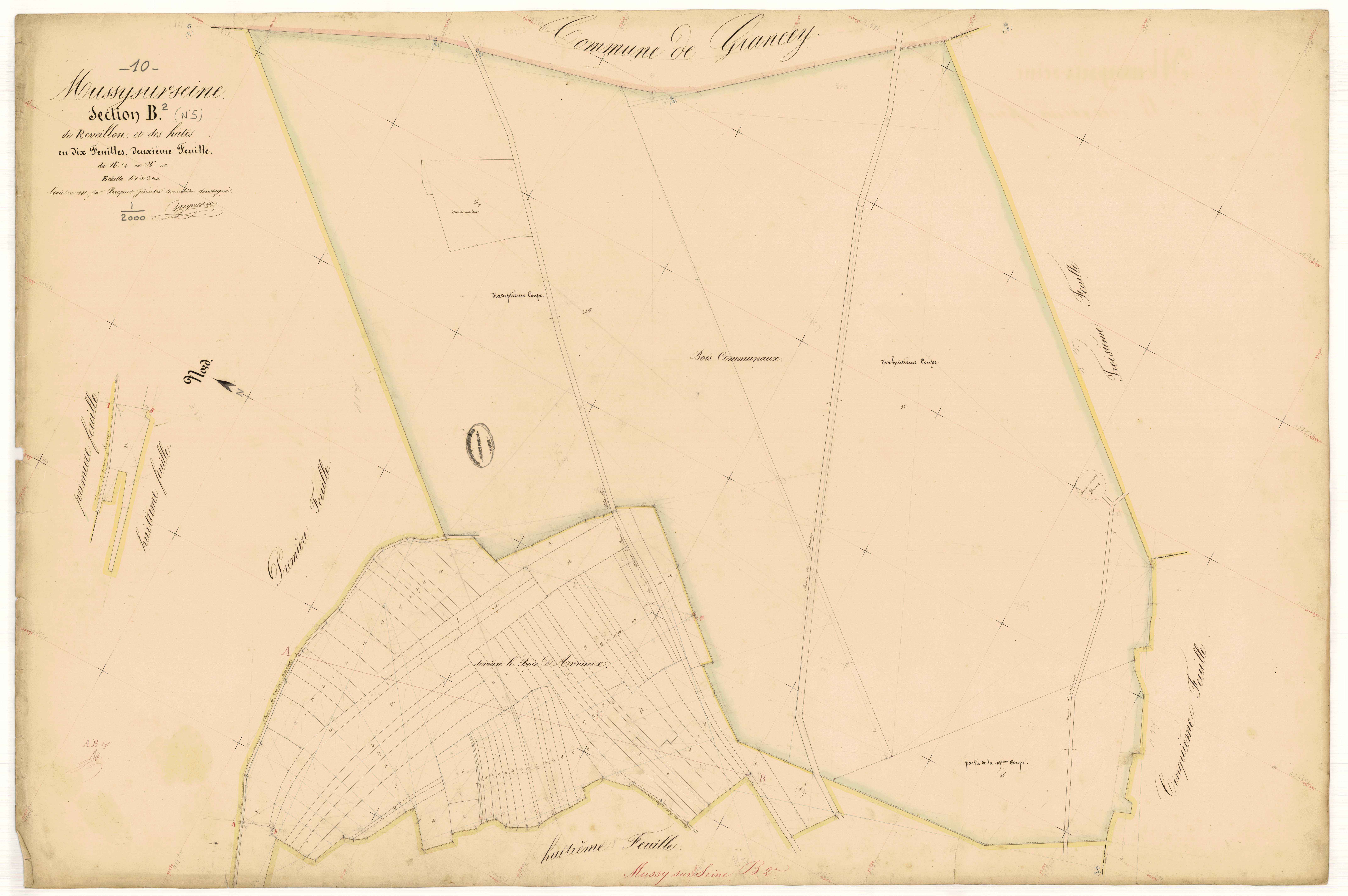 Mussy-sur-Seine, section B dite de Réveillon et des Hôtes, feuille n° 2, parcelles n°34-110