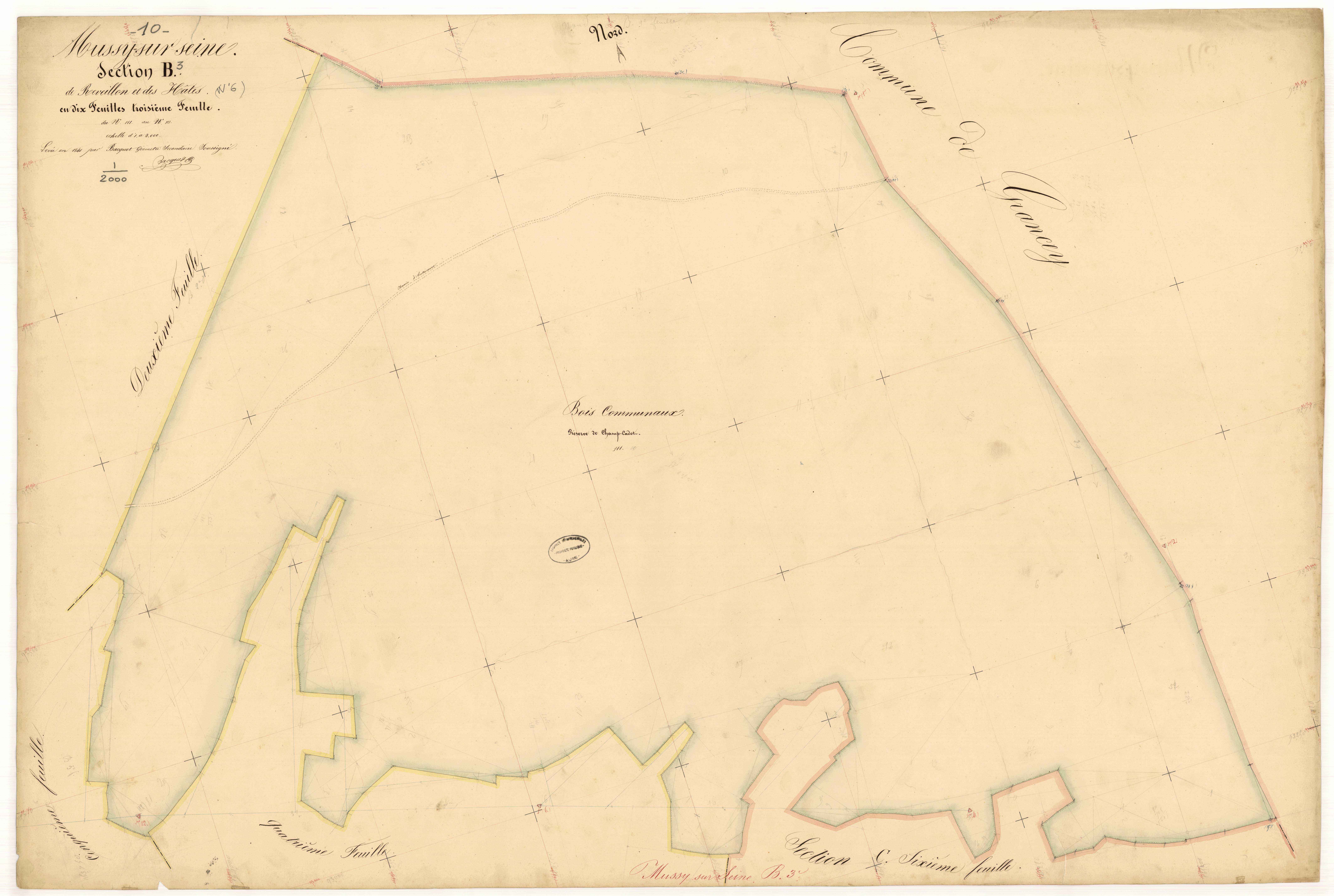 Mussy-sur-Seine, section B dite de Réveillon et des Hôtes, feuille n° 3, parcelles n°110-111