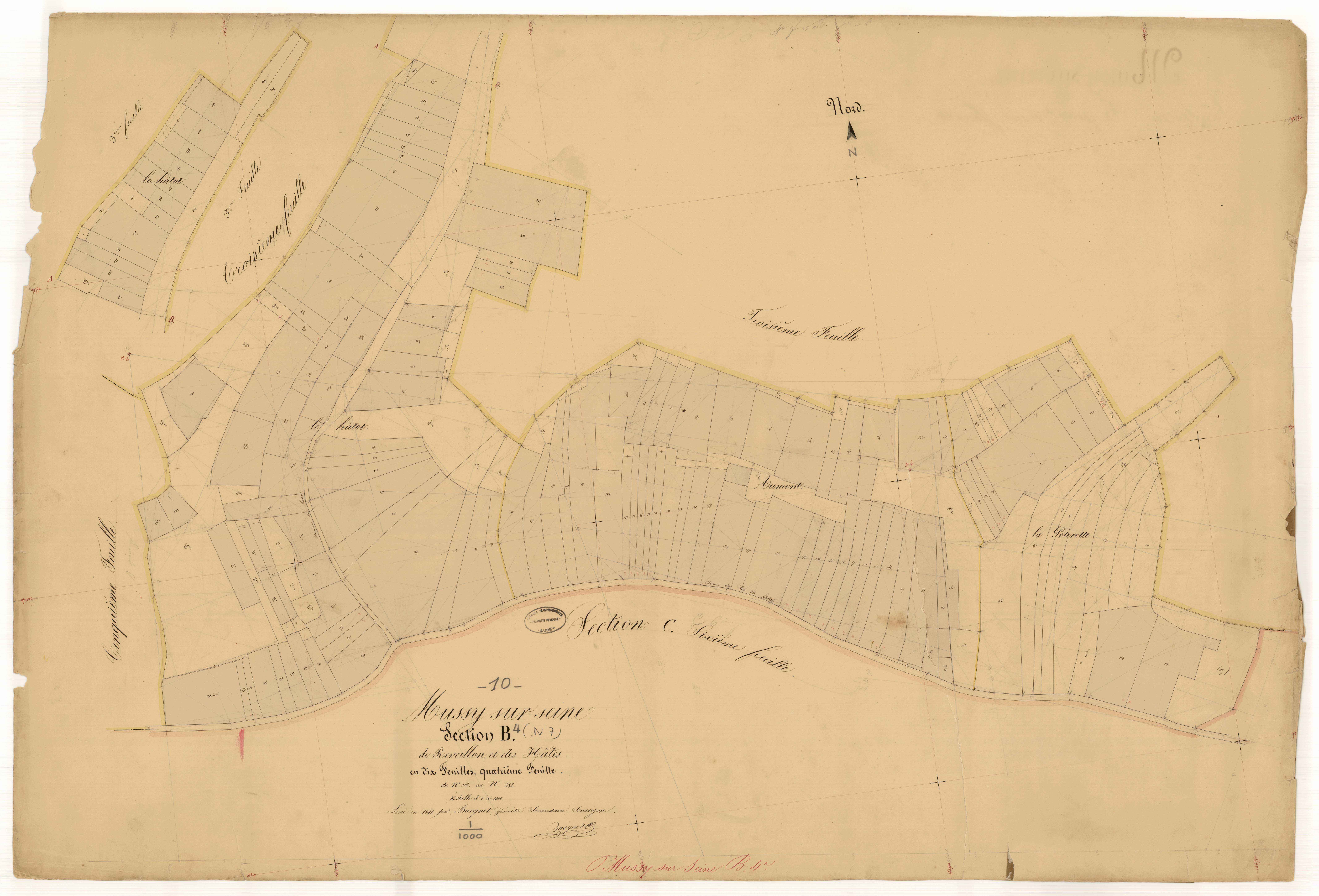 Mussy-sur-Seine, section B dite de Réveillon et des Hôtes, feuille n° 4, parcelles n°112-288