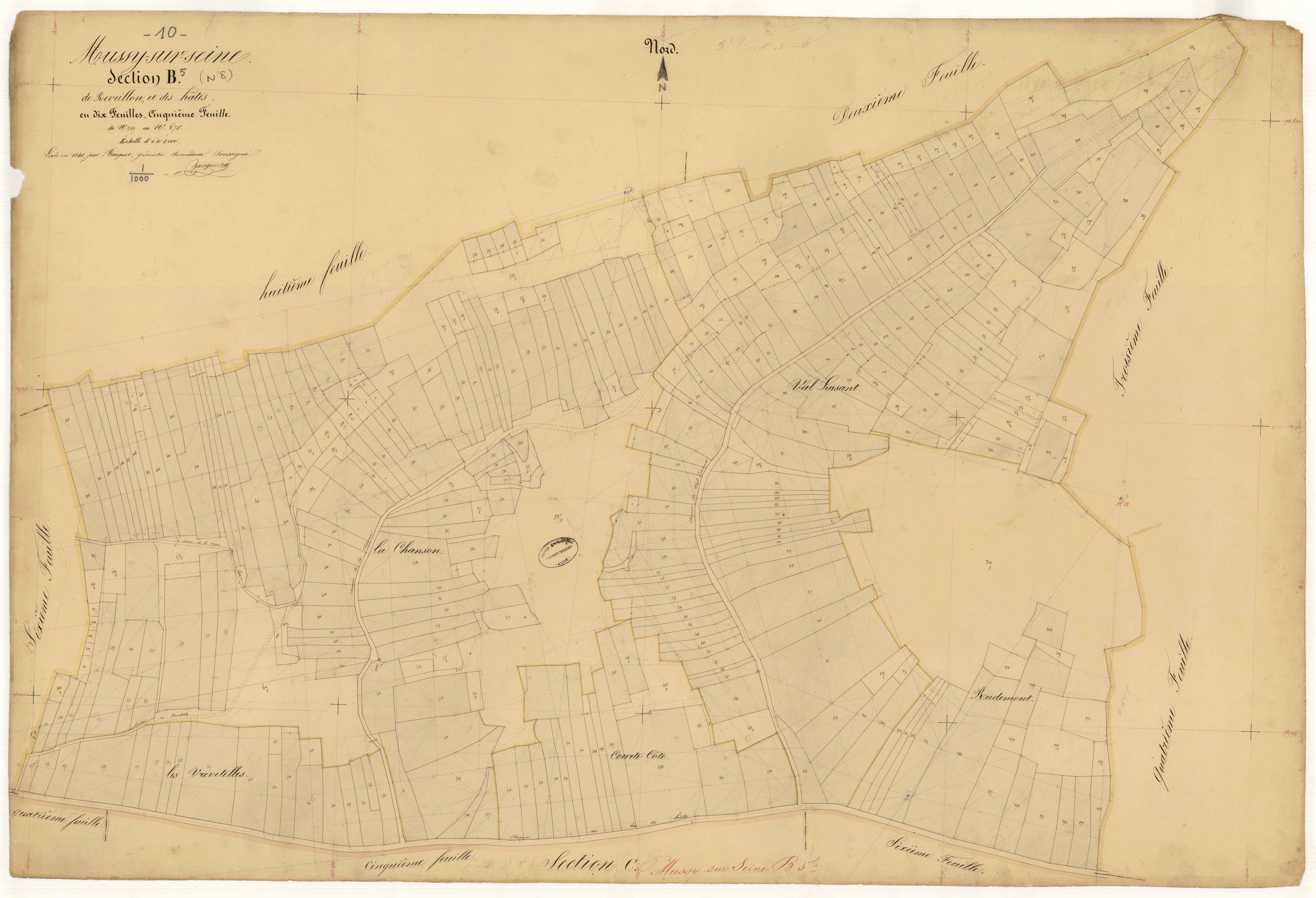 Mussy-sur-Seine, section B dite de Réveillon et des Hôtes, feuille n° 5, parcelles n°289-675