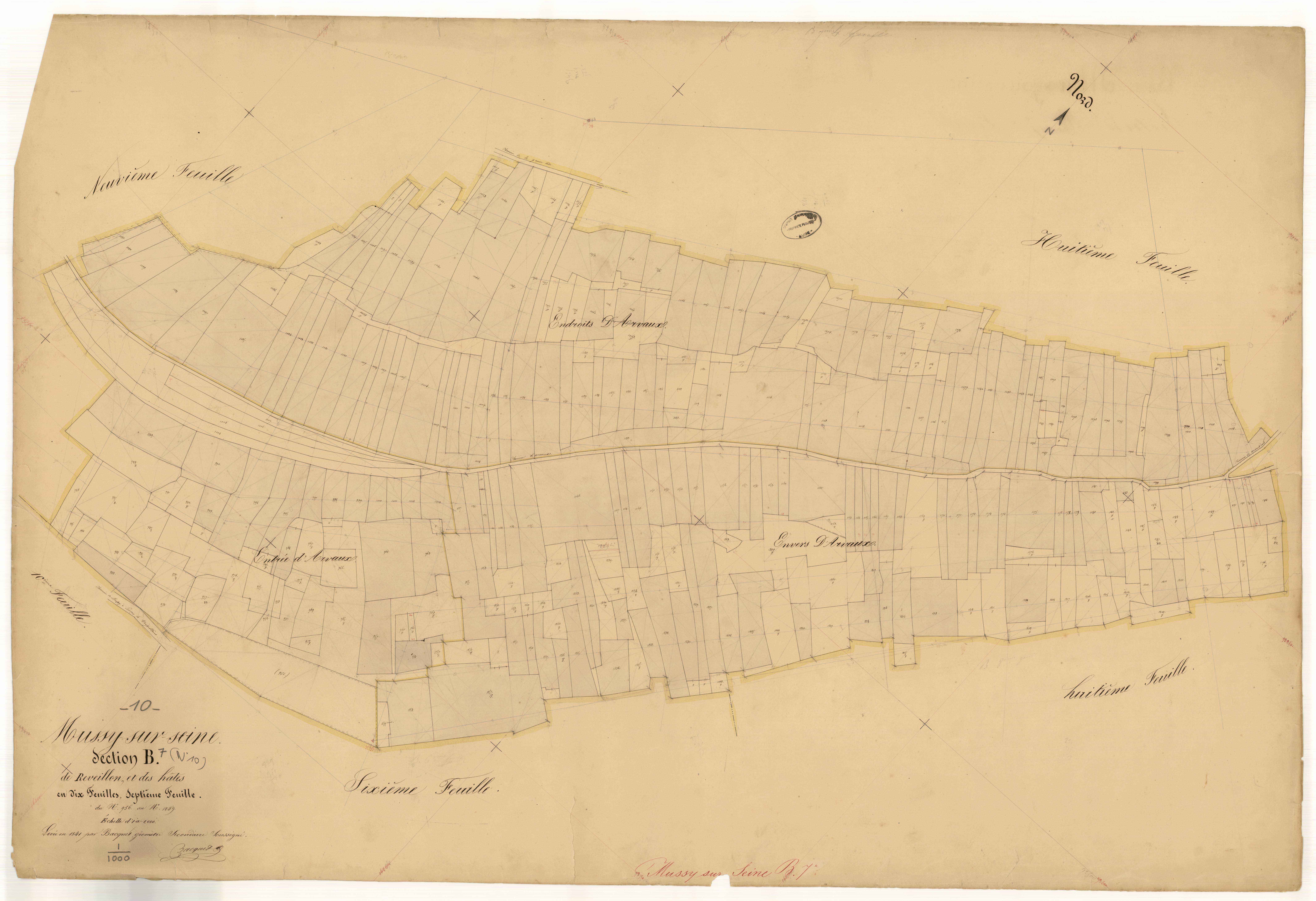 Mussy-sur-Seine, section B dite de Réveillon et des Hôtes, feuille n° 7, parcelles n°956-1239