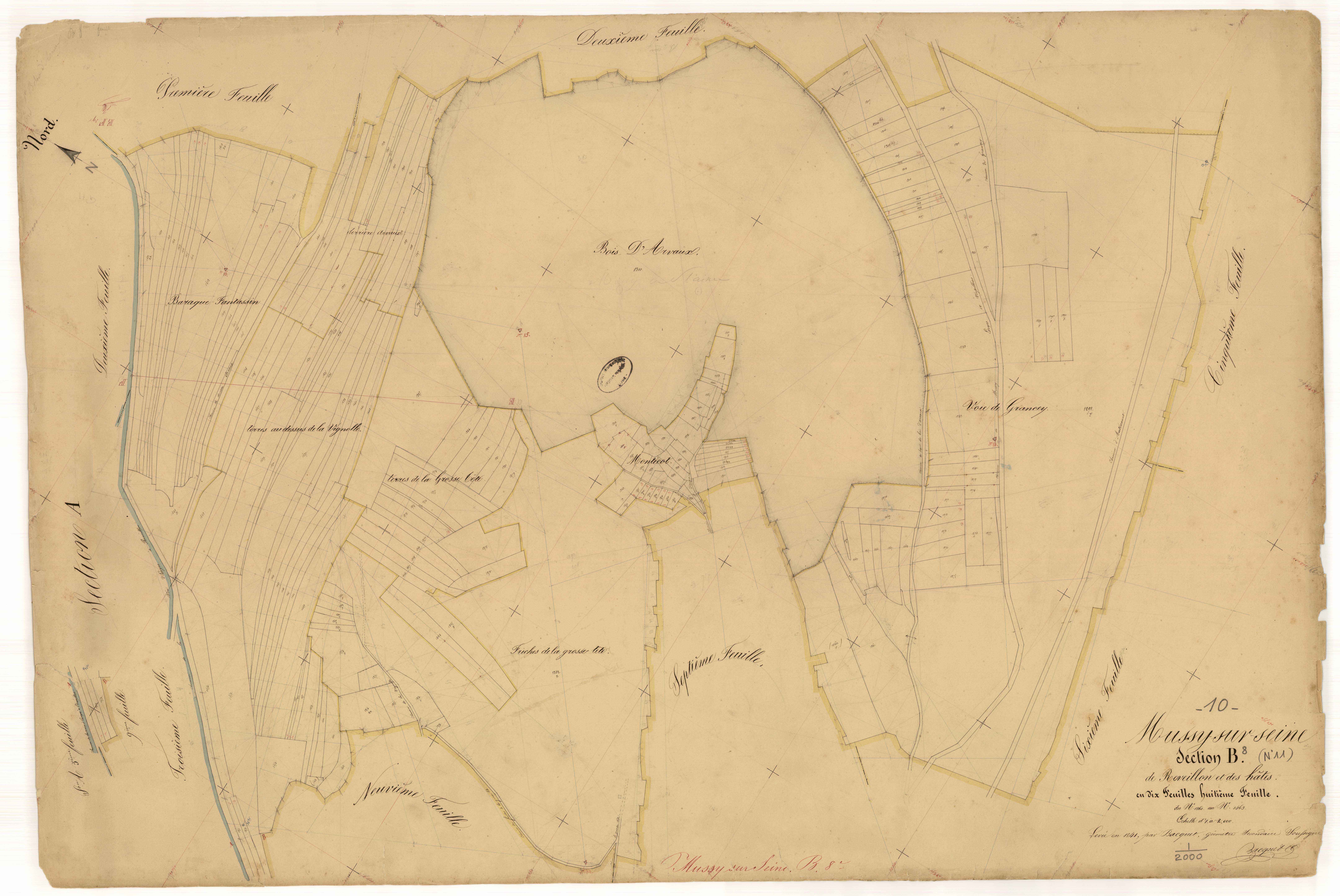 Mussy-sur-Seine, section B dite de Réveillon et des Hôtes, feuille n° 8, parcelles n°1260-1463