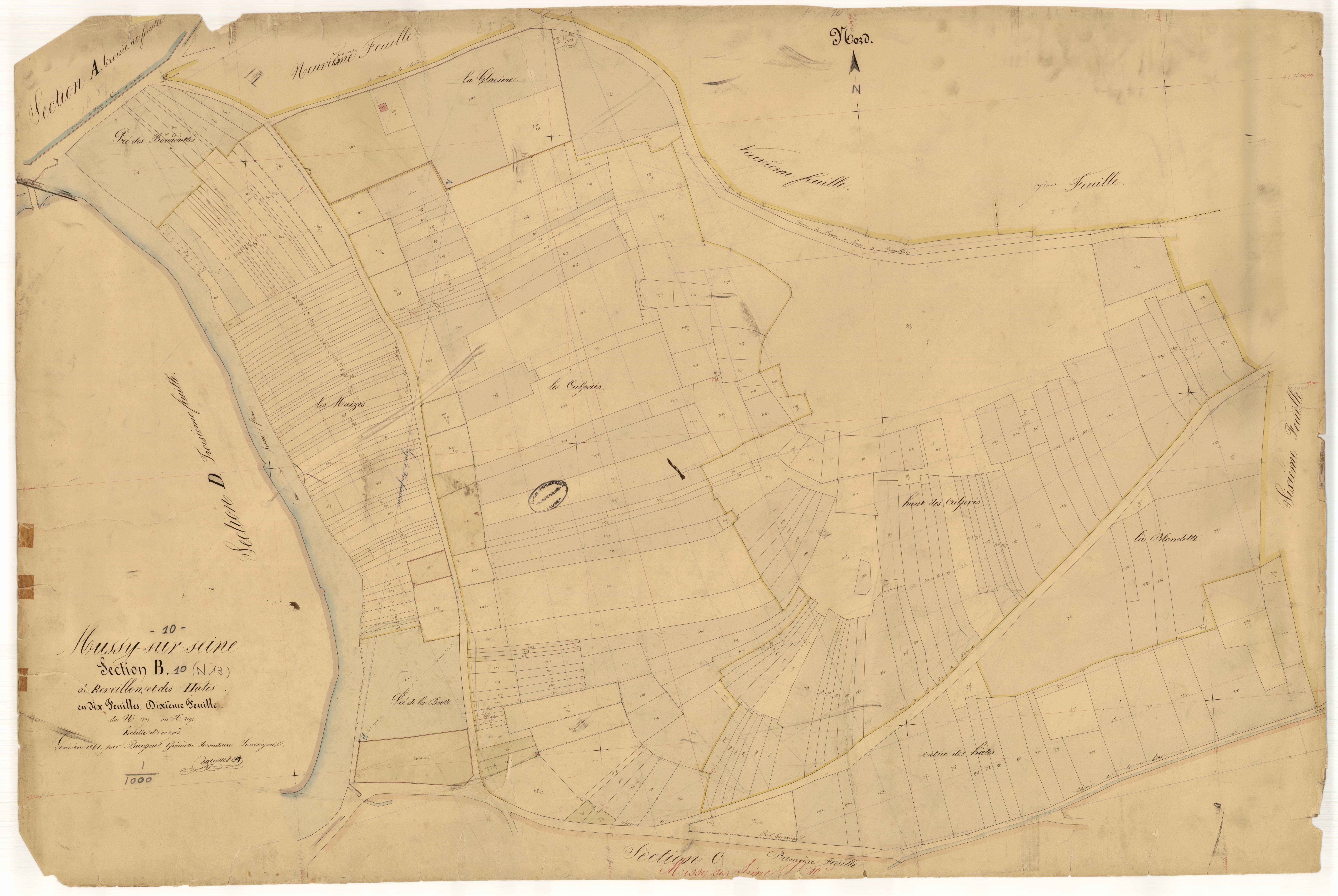 Mussy-sur-Seine, section B dite de Réveillon et des Hôtes, feuille n° 10, parcelles n°1893-2191