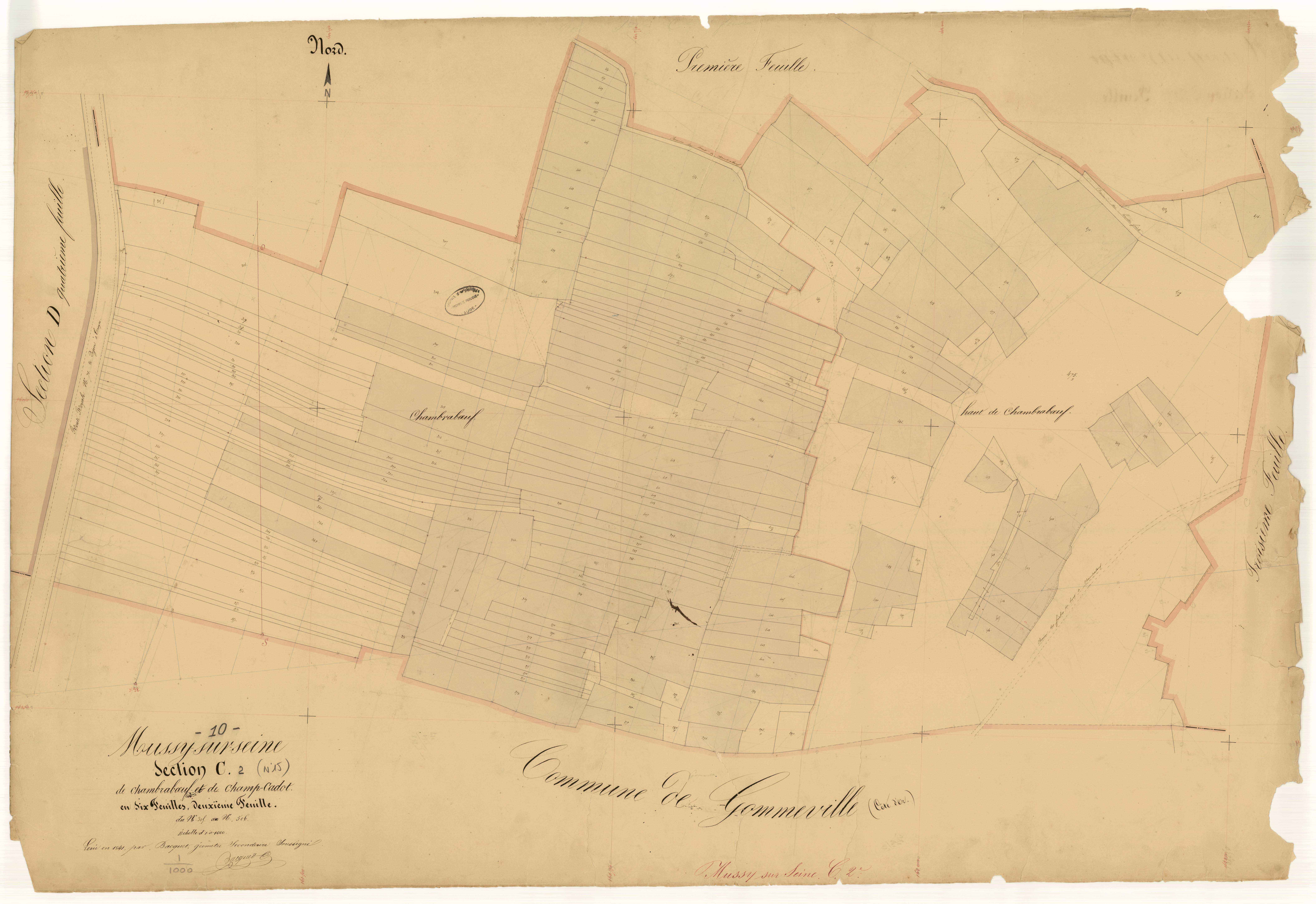 Mussy-sur-Seine, section C dite de Chambraboeur et de Champ-Cadot, feuille n° 2, parcelles n°305-506