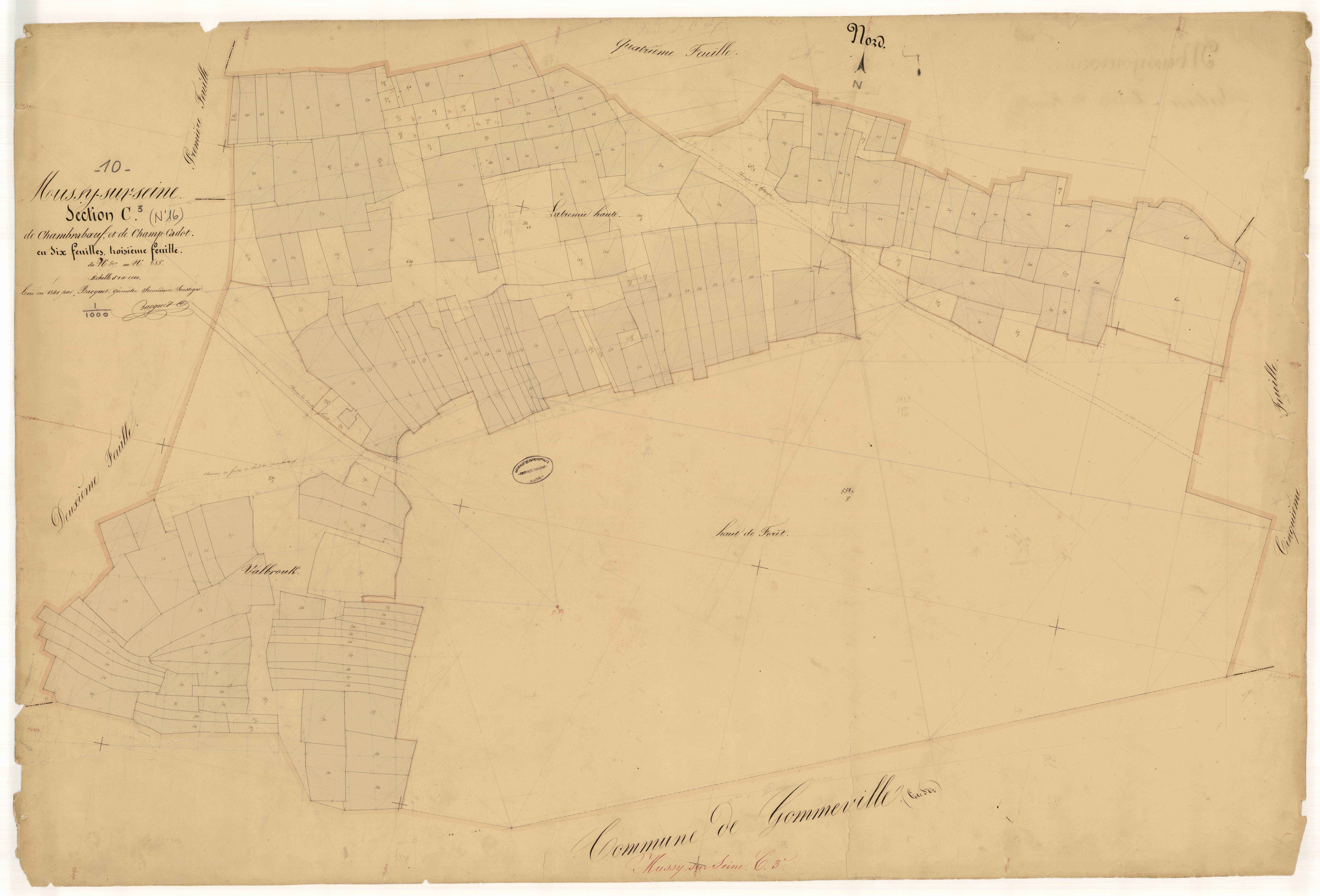 Mussy-sur-Seine, section C dite de Chambraboeur et de Champ-Cadot, feuille n° 3, parcelles n°507-685