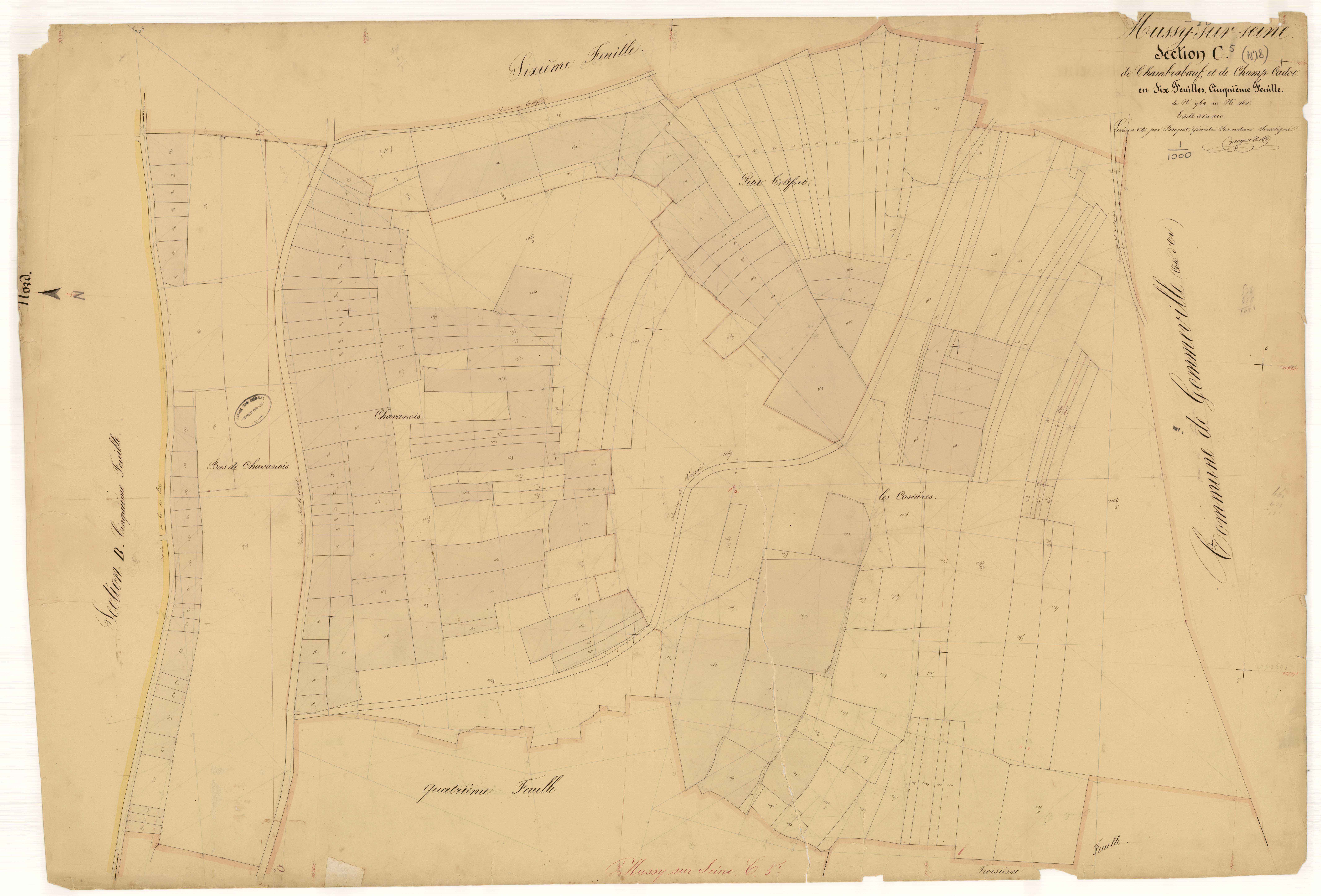 Mussy-sur-Seine, section C dite de Chambraboeur et de Champ-Cadot, feuille n° 5, parcelles n°969-1160