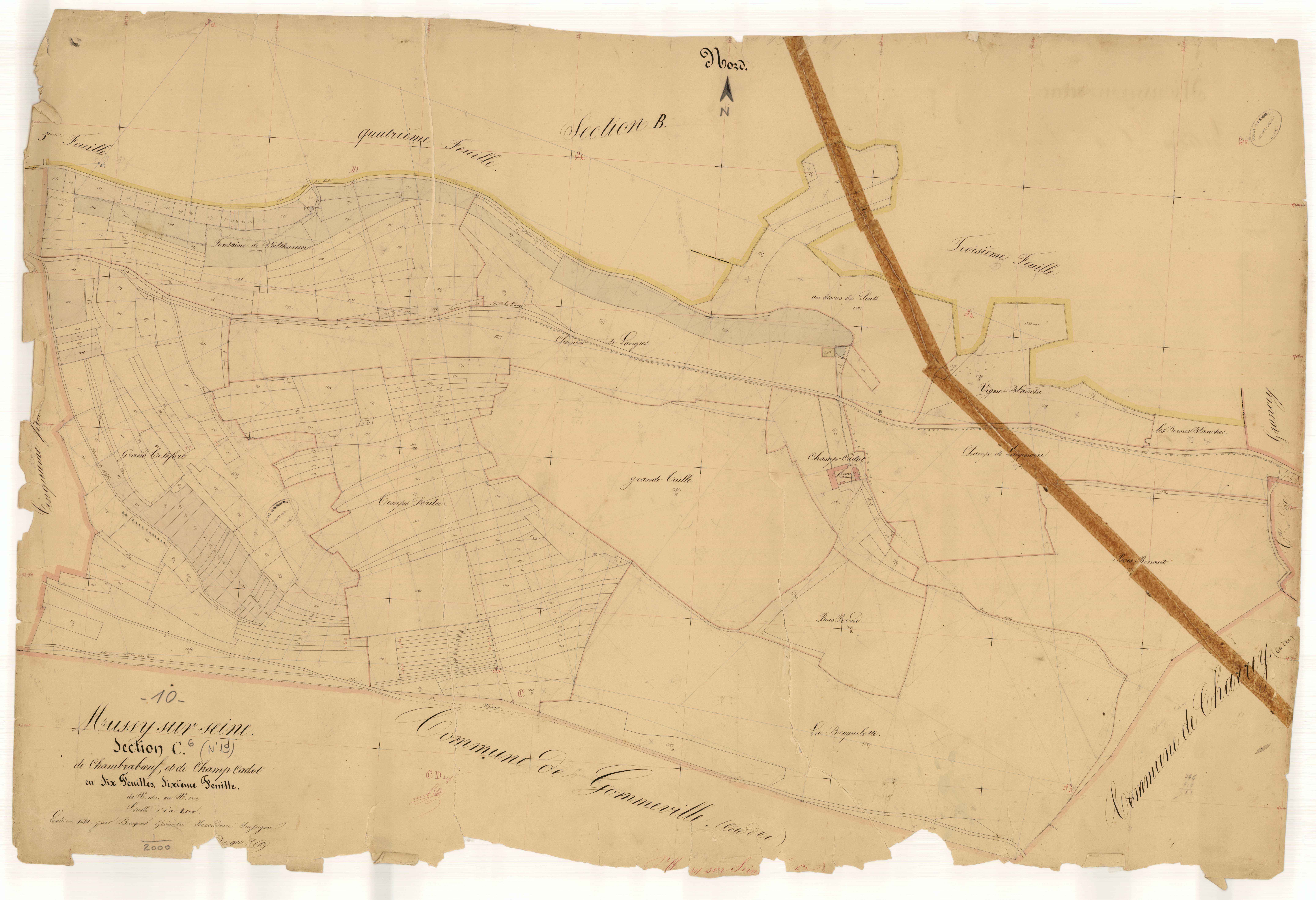 Mussy-sur-Seine, section C dite de Chambraboeur et de Champ-Cadot, feuille n° 6, parcelles n°1161-1382