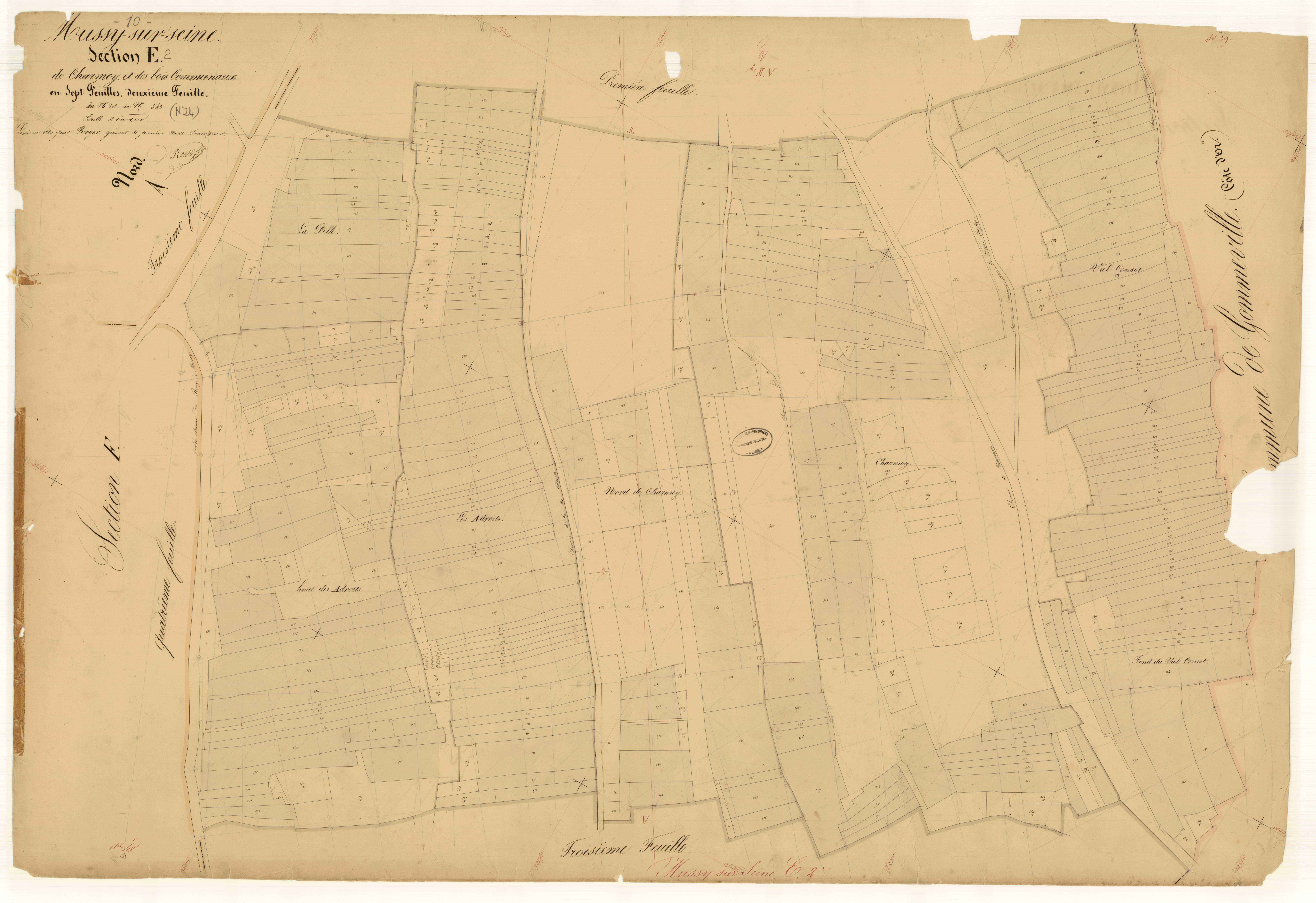Mussy-sur-Seine, section E dite de Charmoy et des bois communaux, feuille n° 2, parcelles n°200-549
