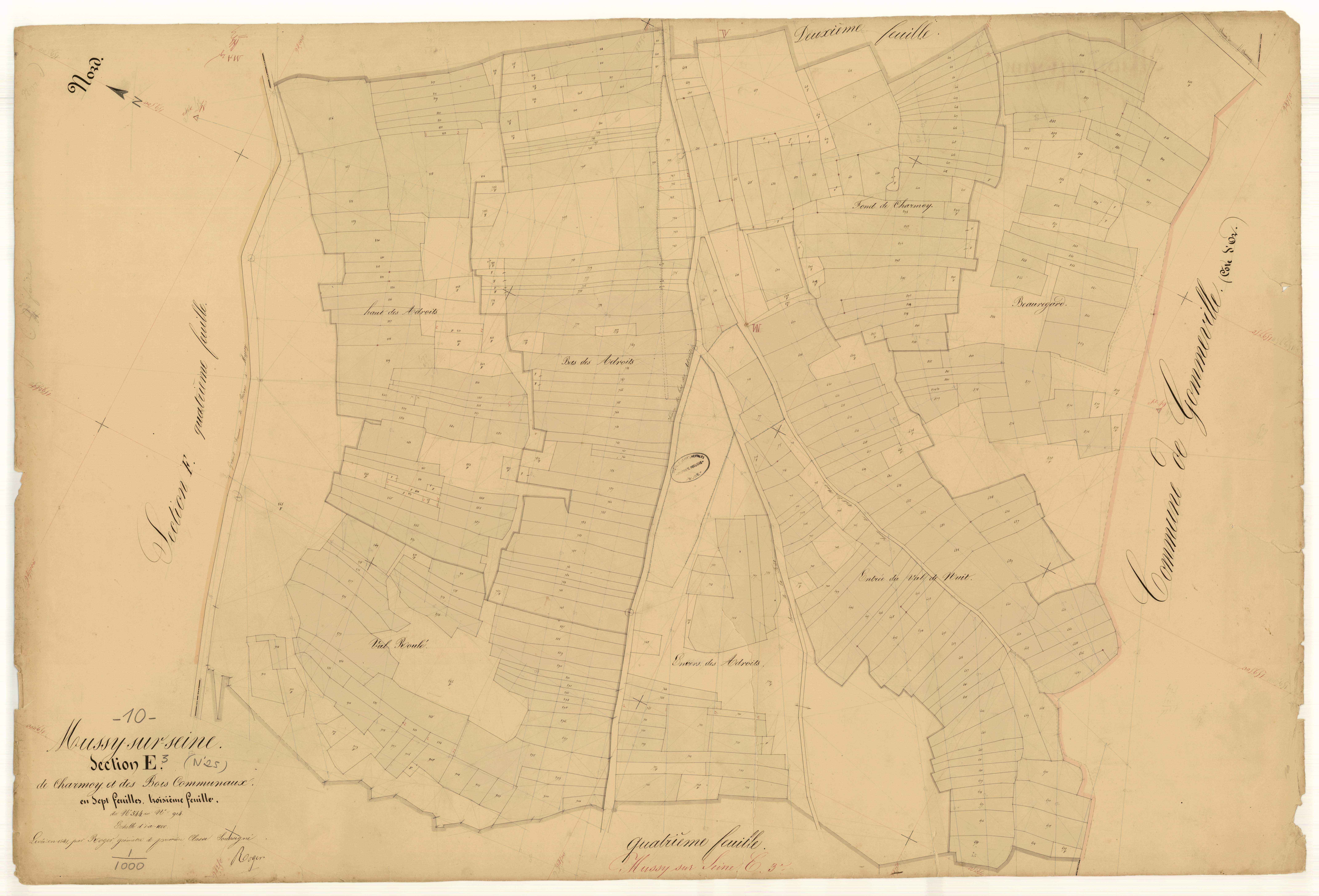 Mussy-sur-Seine, section E dite de Charmoy et des bois communaux, feuille n° 3, parcelles n°544-914
