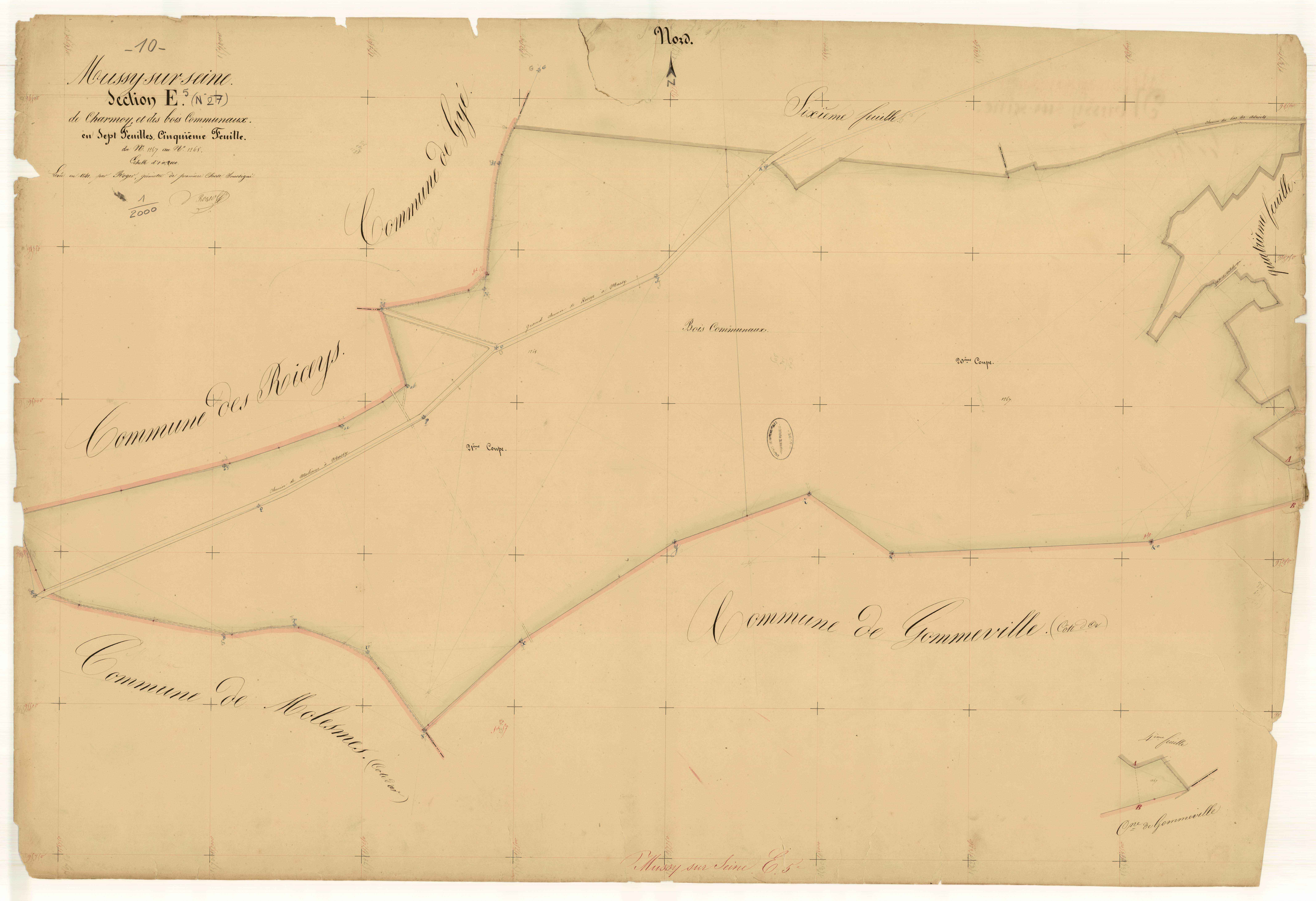 Mussy-sur-Seine, section E dite de Charmoy et des bois communaux, feuille n° 5, parcelles n°1267-1268