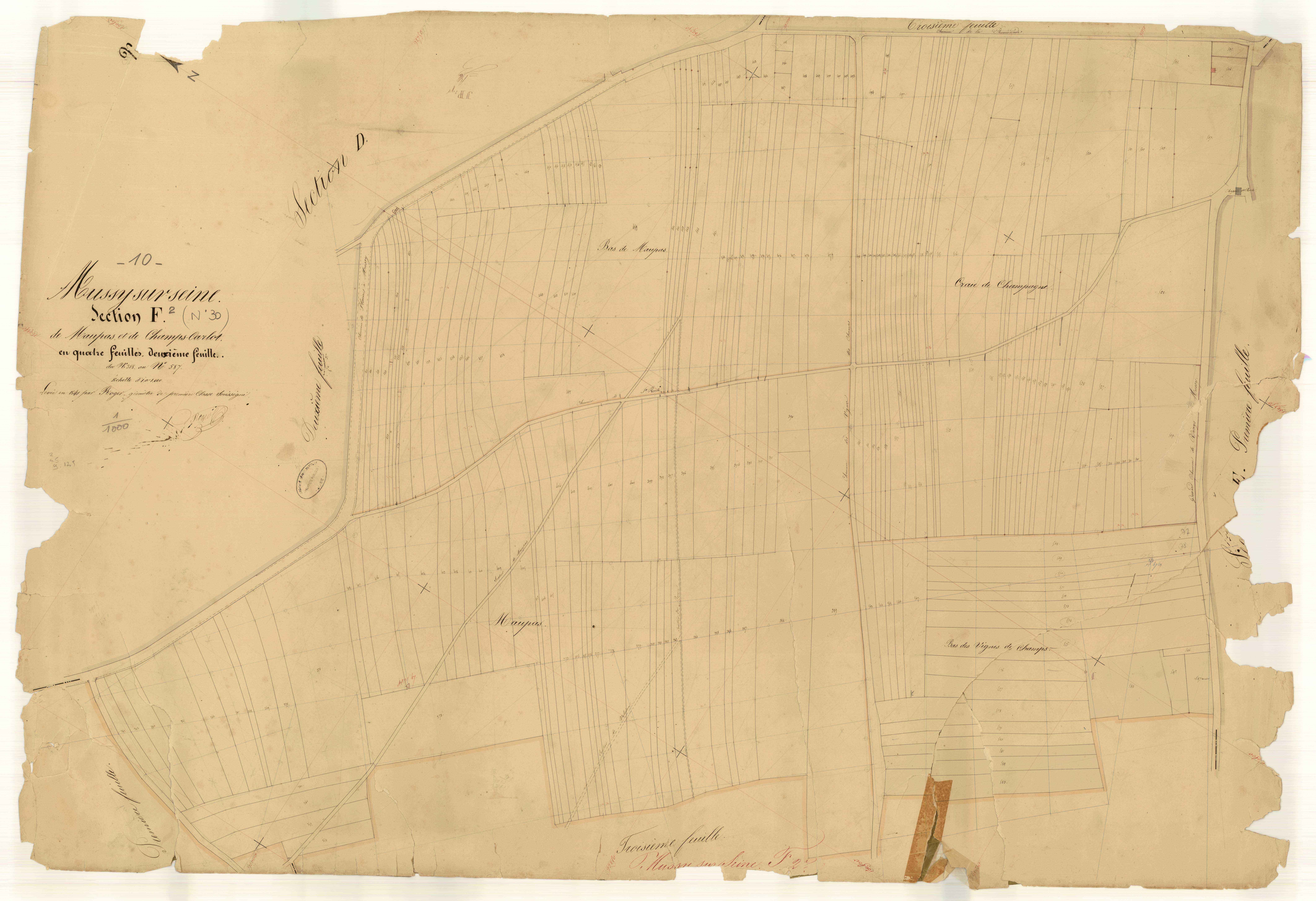 Mussy-sur-Seine, section F dite de Maupas et de Champs Cadot, feuille n° 2, parcelles n°358-587