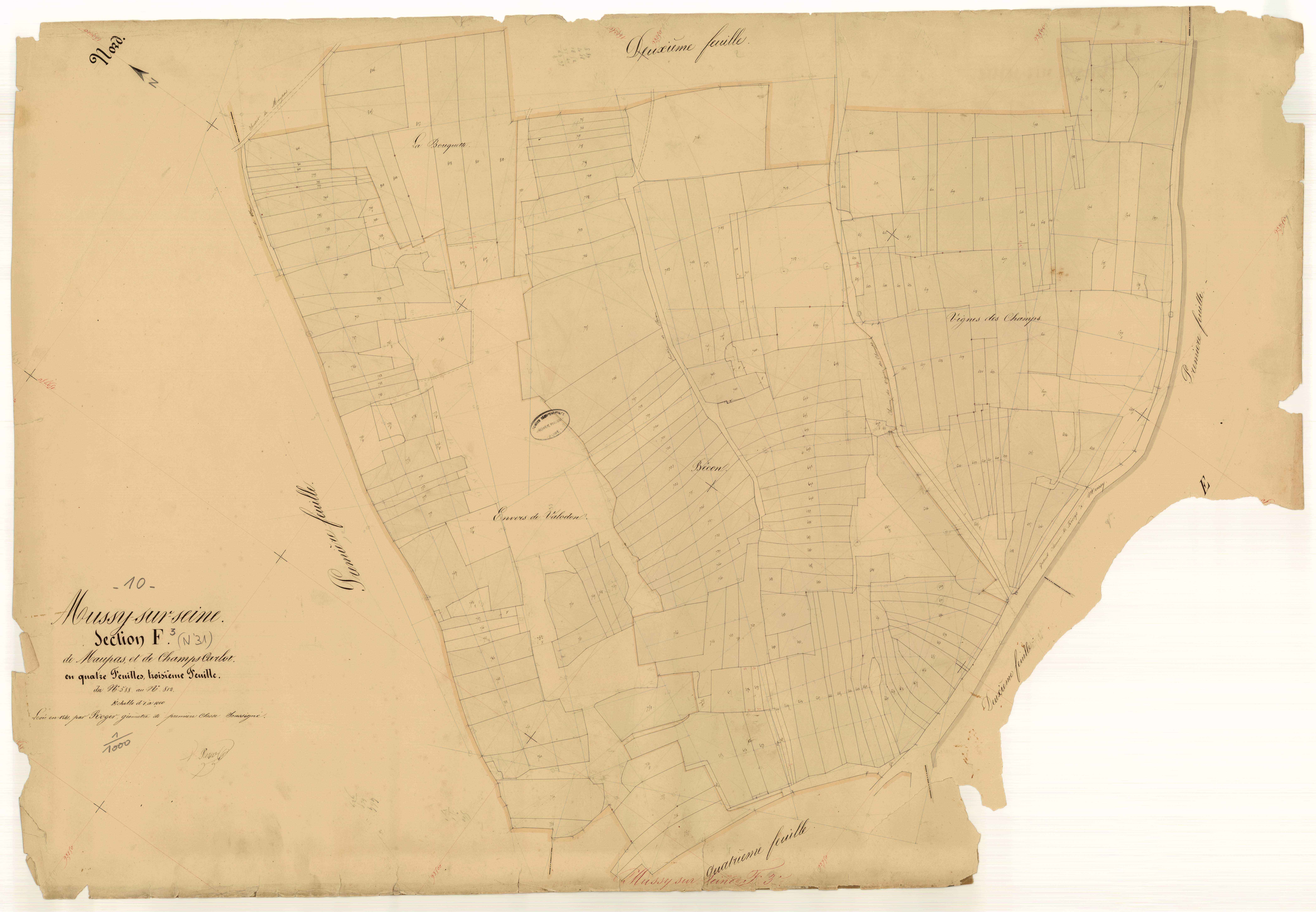 Mussy-sur-Seine, section F dite de Maupas et de Champs Cadot, feuille n° 3, parcelles n°588-812