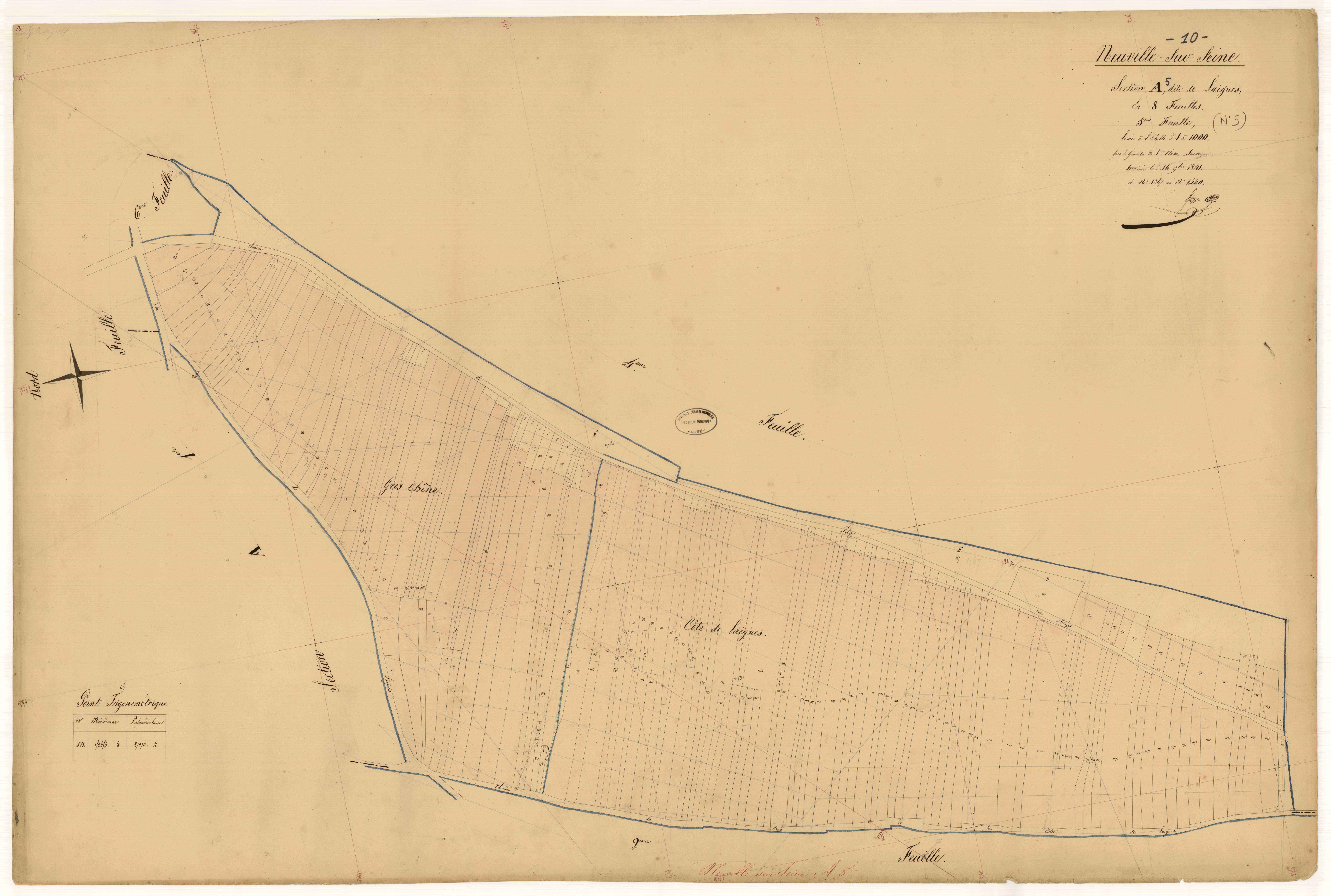 Neuville-sur-Seine, section A dite de Laignes, feuille n° 5, parcelles n°1267-1440