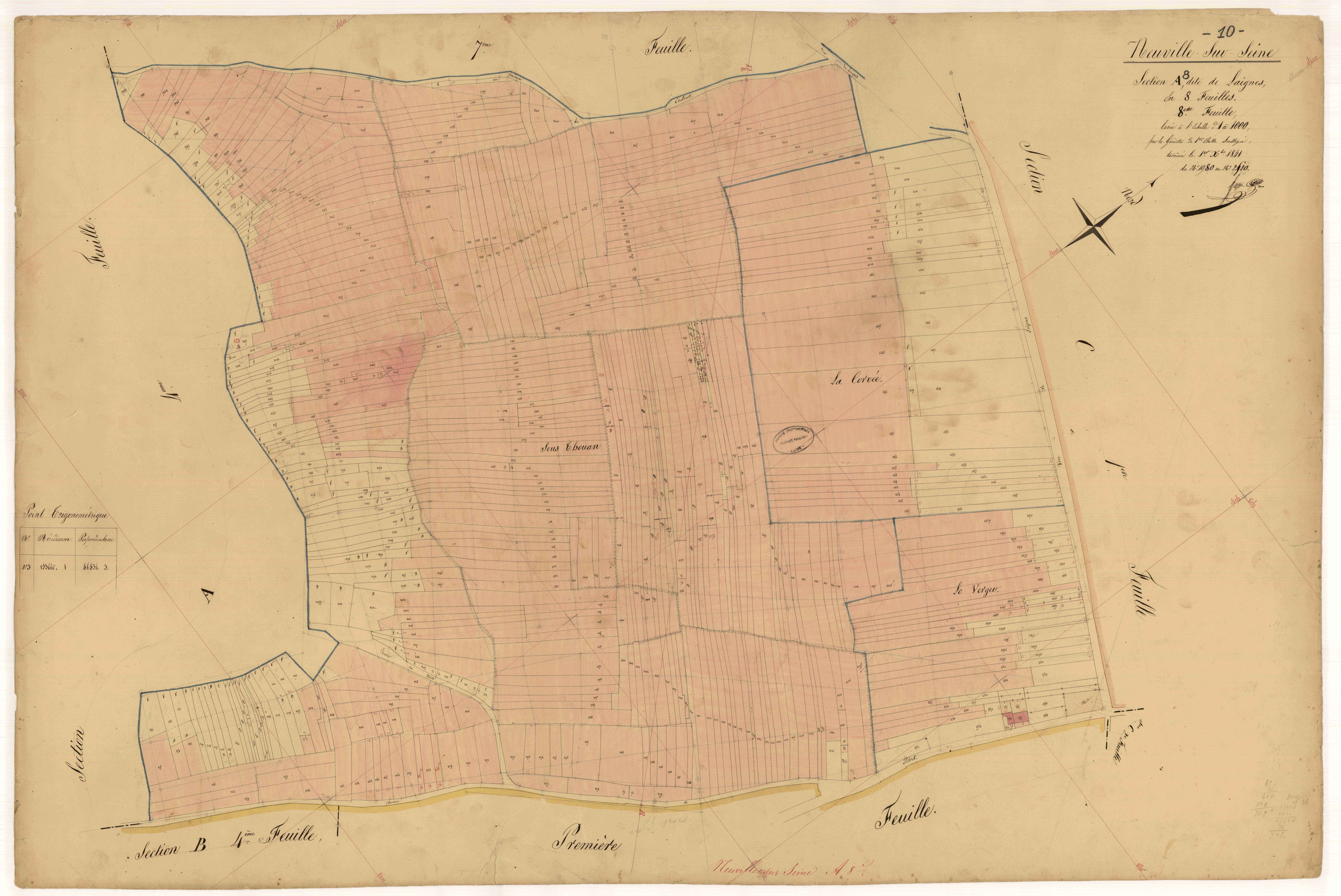 Neuville-sur-Seine, section A dite de Laignes, feuille n° 8, parcelles n°1980-2520