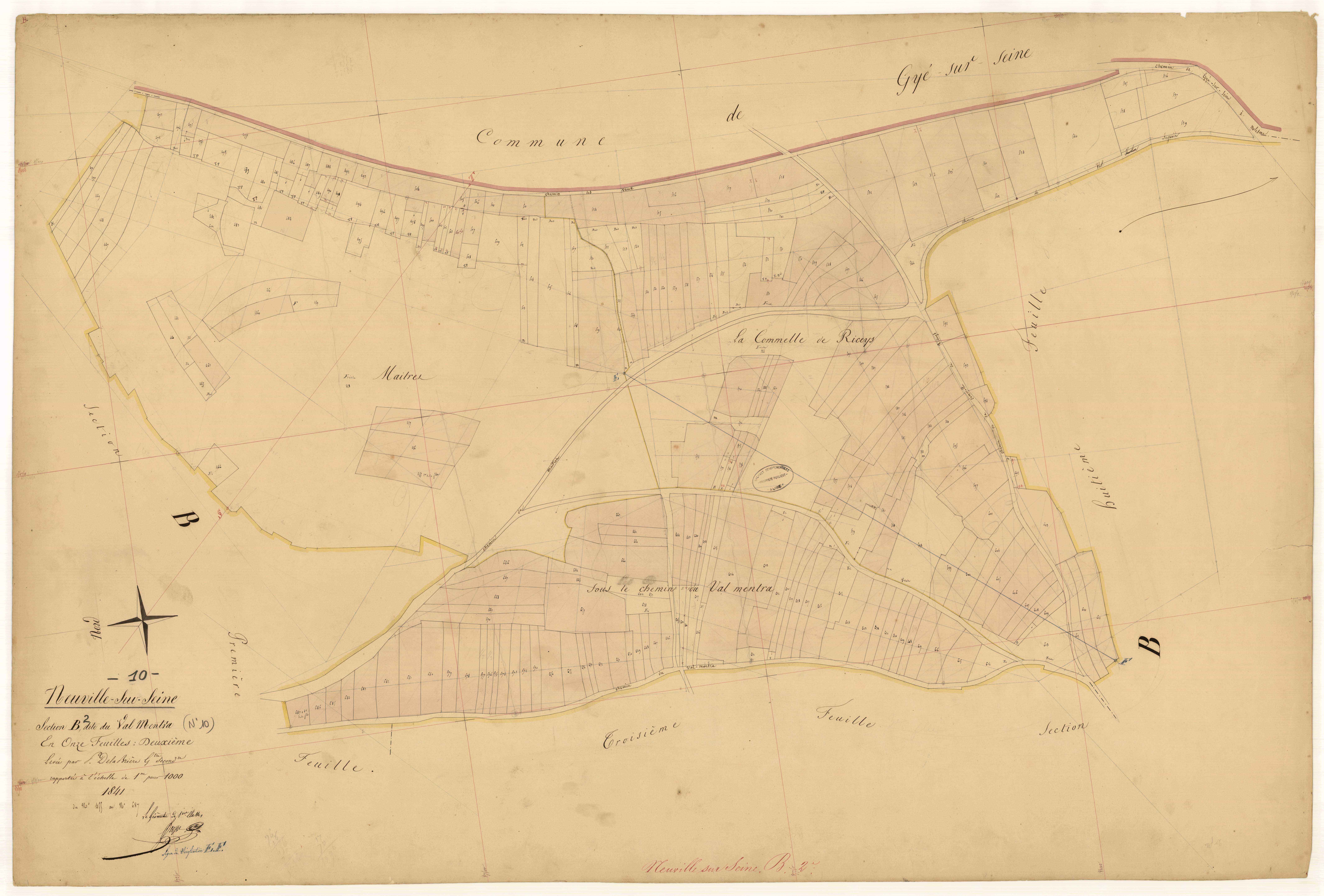 Neuville-sur-Seine, section B dite du Val Mentra, feuille n° 2, parcelles n°455-687