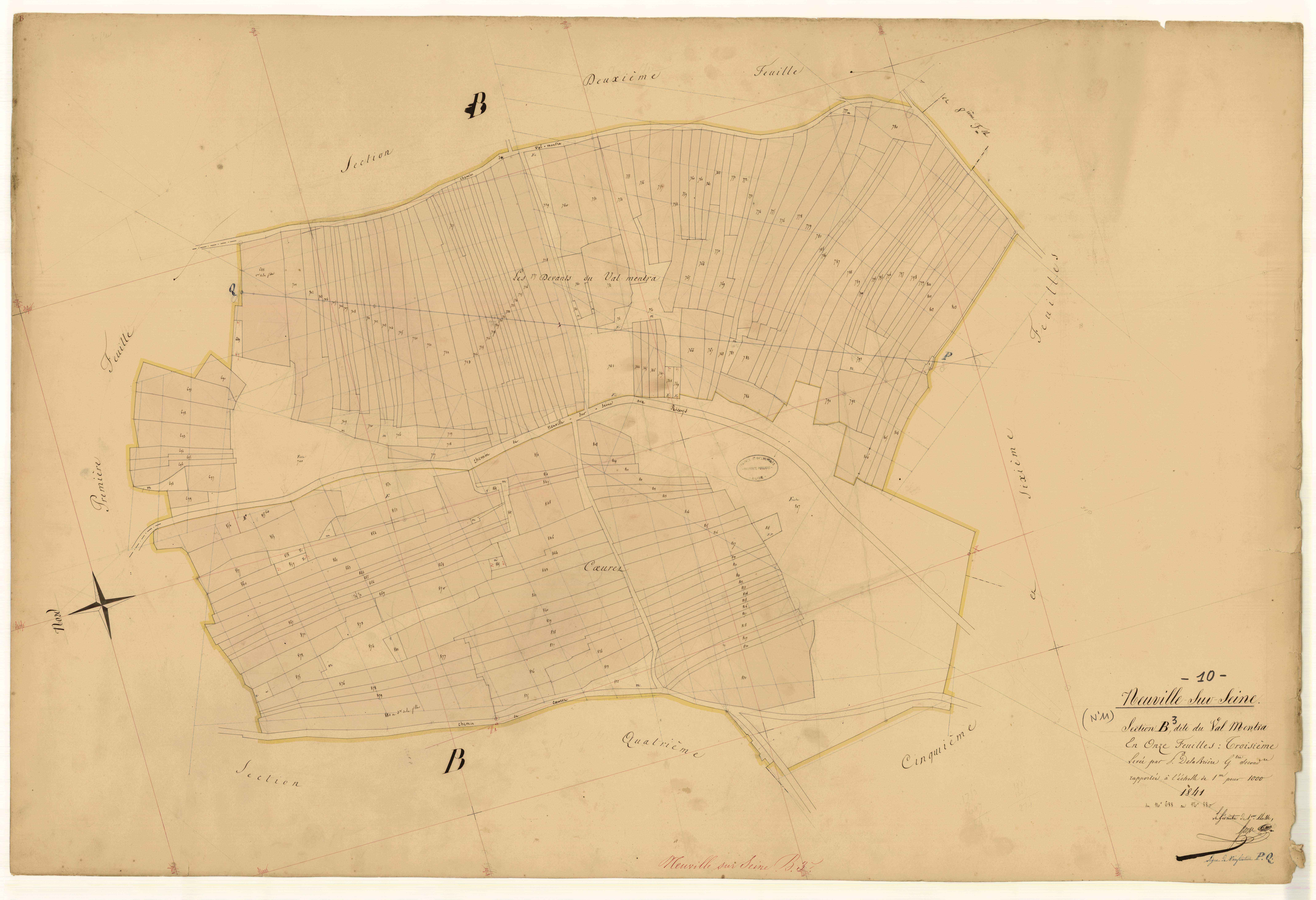 Neuville-sur-Seine, section B dite du Val Mentra, feuille n° 3, parcelles n°688-880
