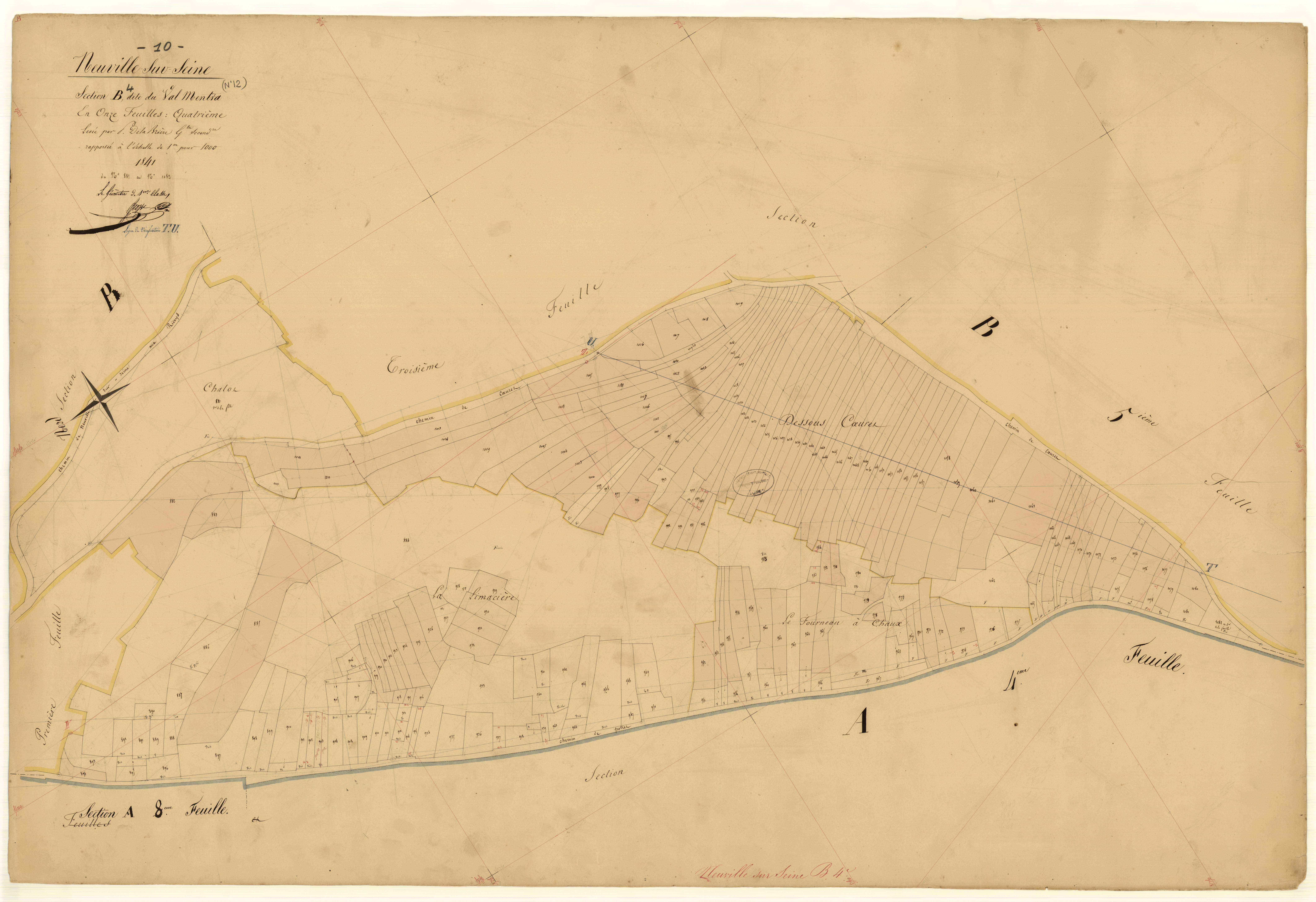 Neuville-sur-Seine, section B dite du Val Mentra, feuille n° 4, parcelles n°881-1082