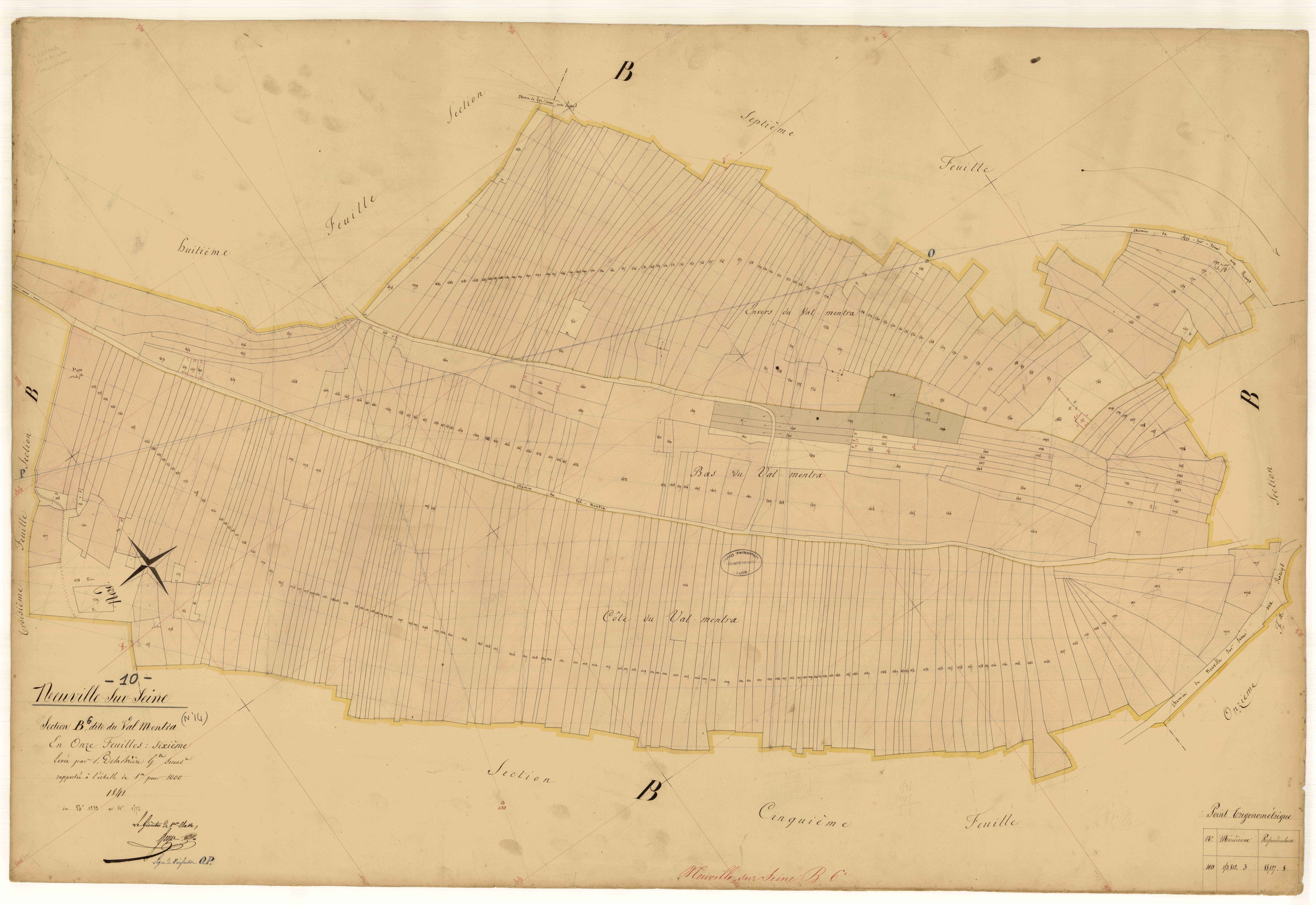 Neuville-sur-Seine, section B dite du Val Mentra, feuille n° 6, parcelles n°1233-1572