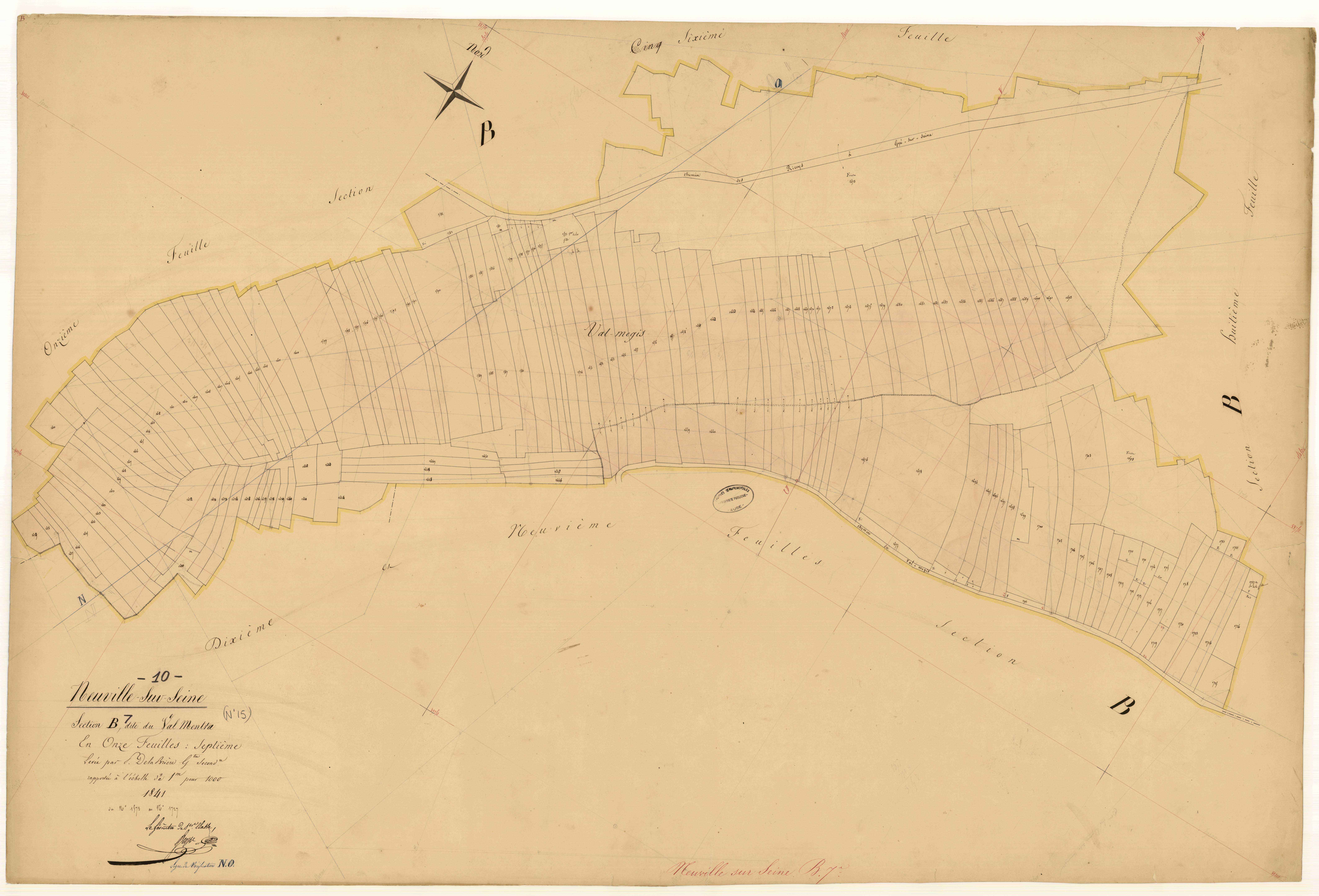 Neuville-sur-Seine, section B dite du Val Mentra, feuille n° 7, parcelles n°1573-1727
