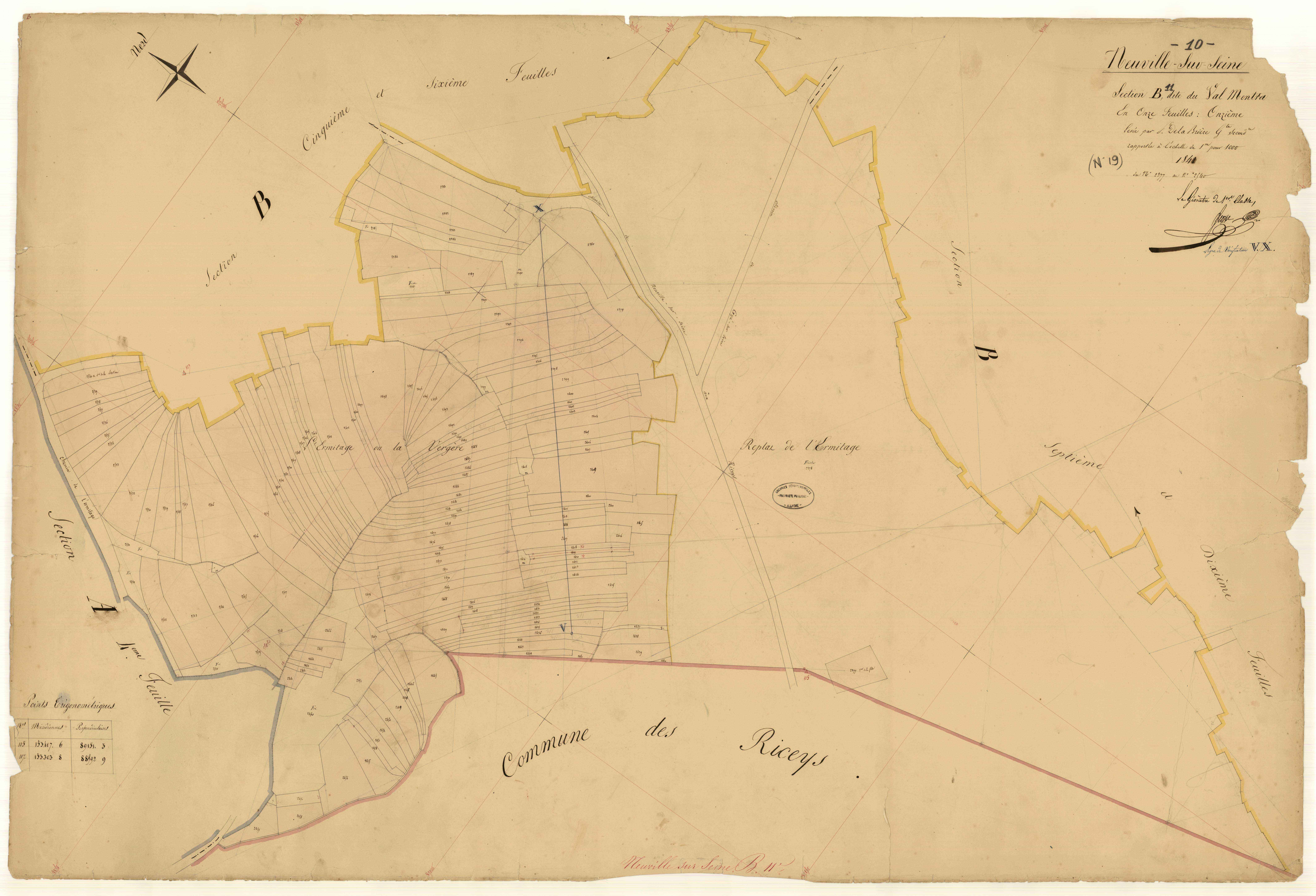 Neuville-sur-Seine, section B dite du Val Mentra, feuille n° 11, parcelles n°2377-2540