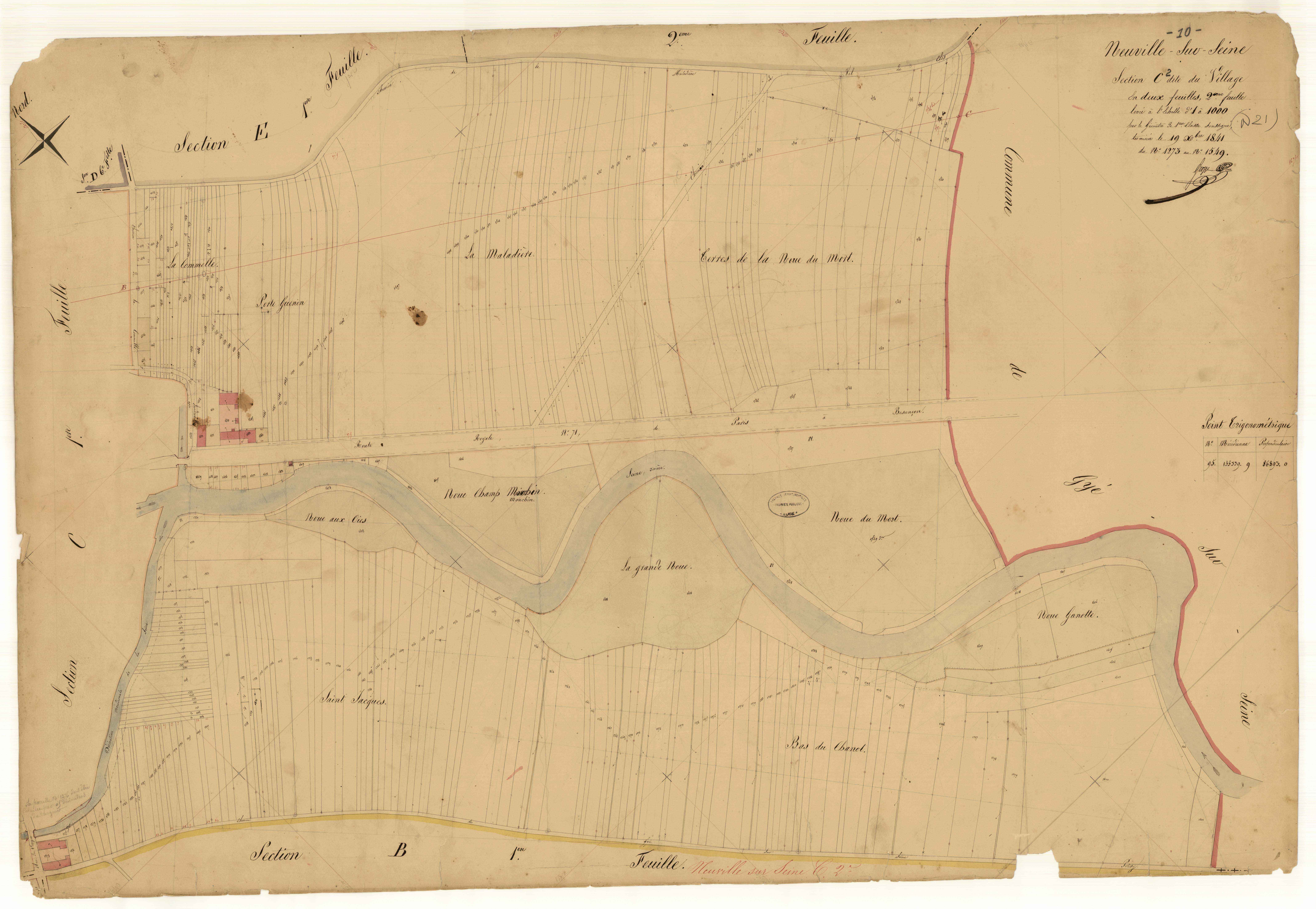 Neuville-sur-Seine, section C dite du village, feuille n° 2, parcelles n°1273-1549