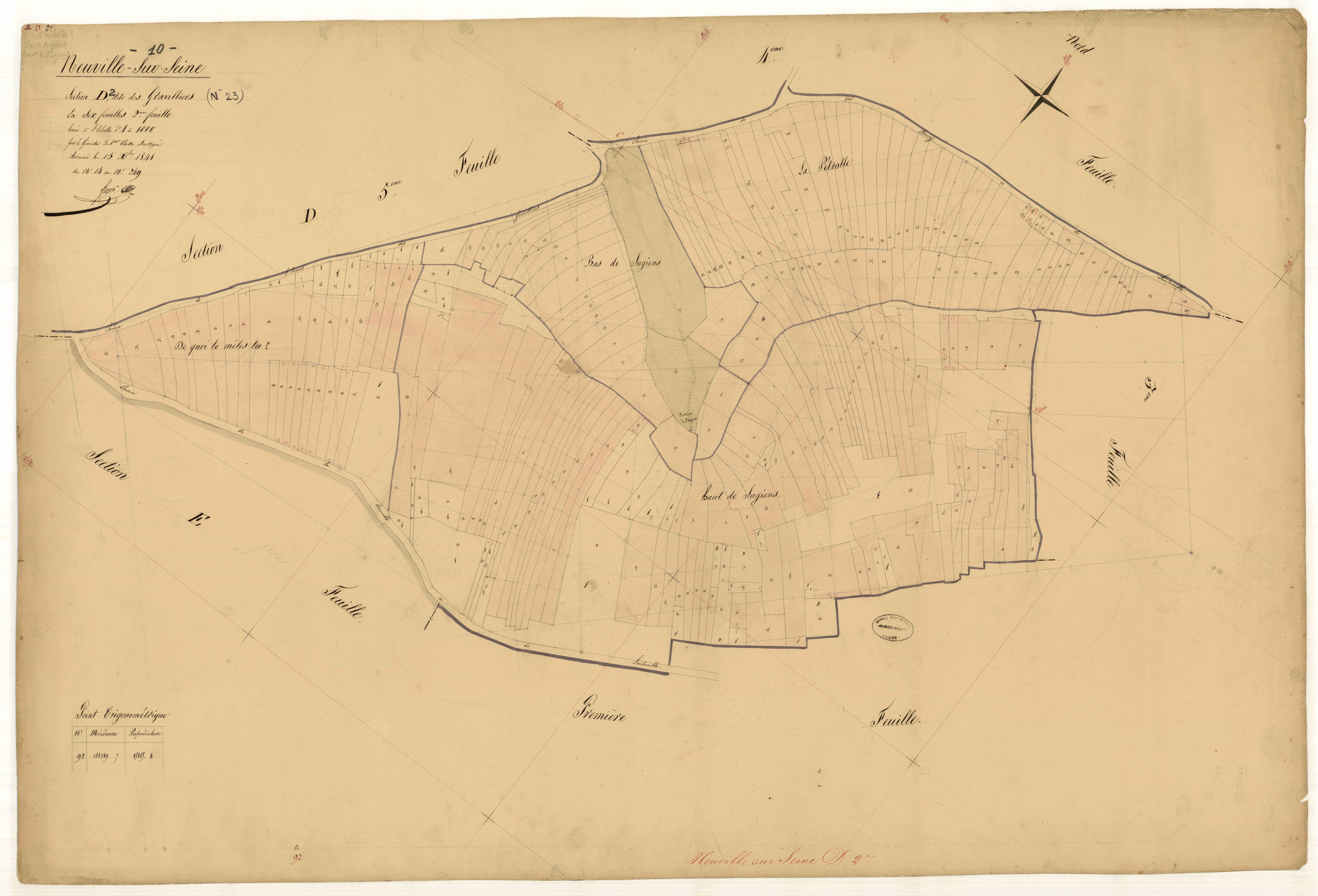Neuville-sur-Seine, section D dite de gravilliers, feuille n° 2, parcelles n°14-249