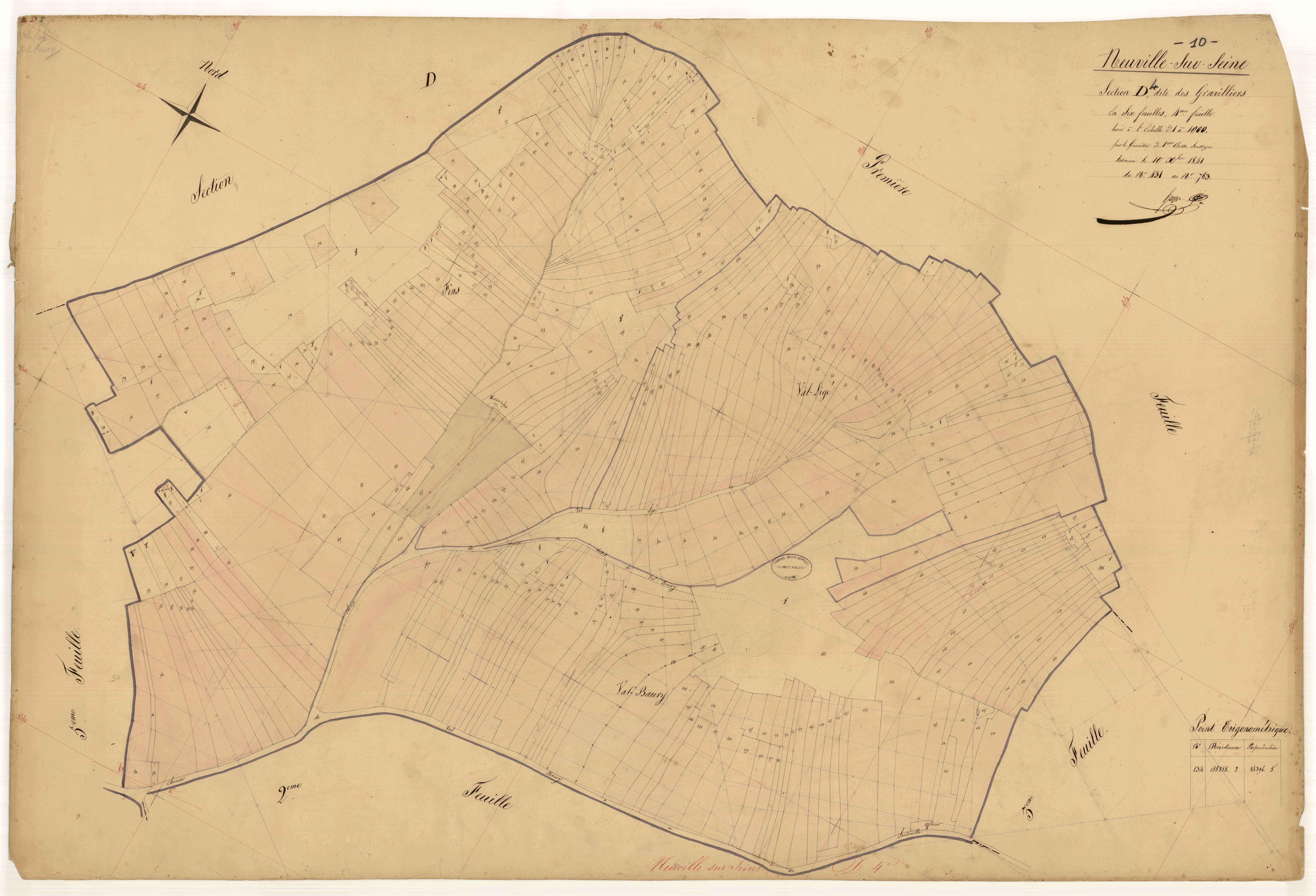 Neuville-sur-Seine, section D dite de gravilliers, feuille n° 4, parcelles n°431-763