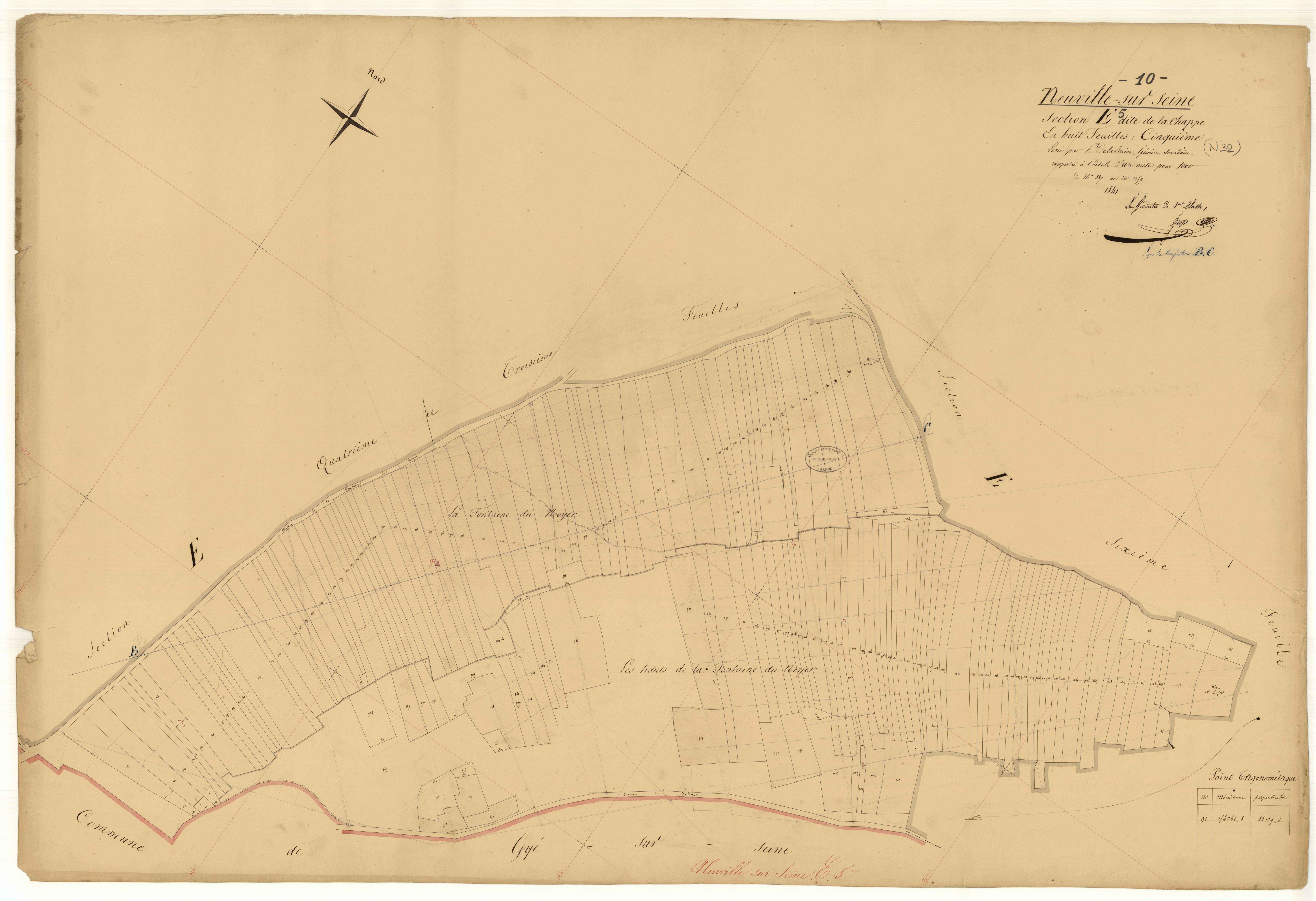 Neuville-sur-Seine, section E dite de la Chappe, feuille n° 5, parcelles n°887-1059