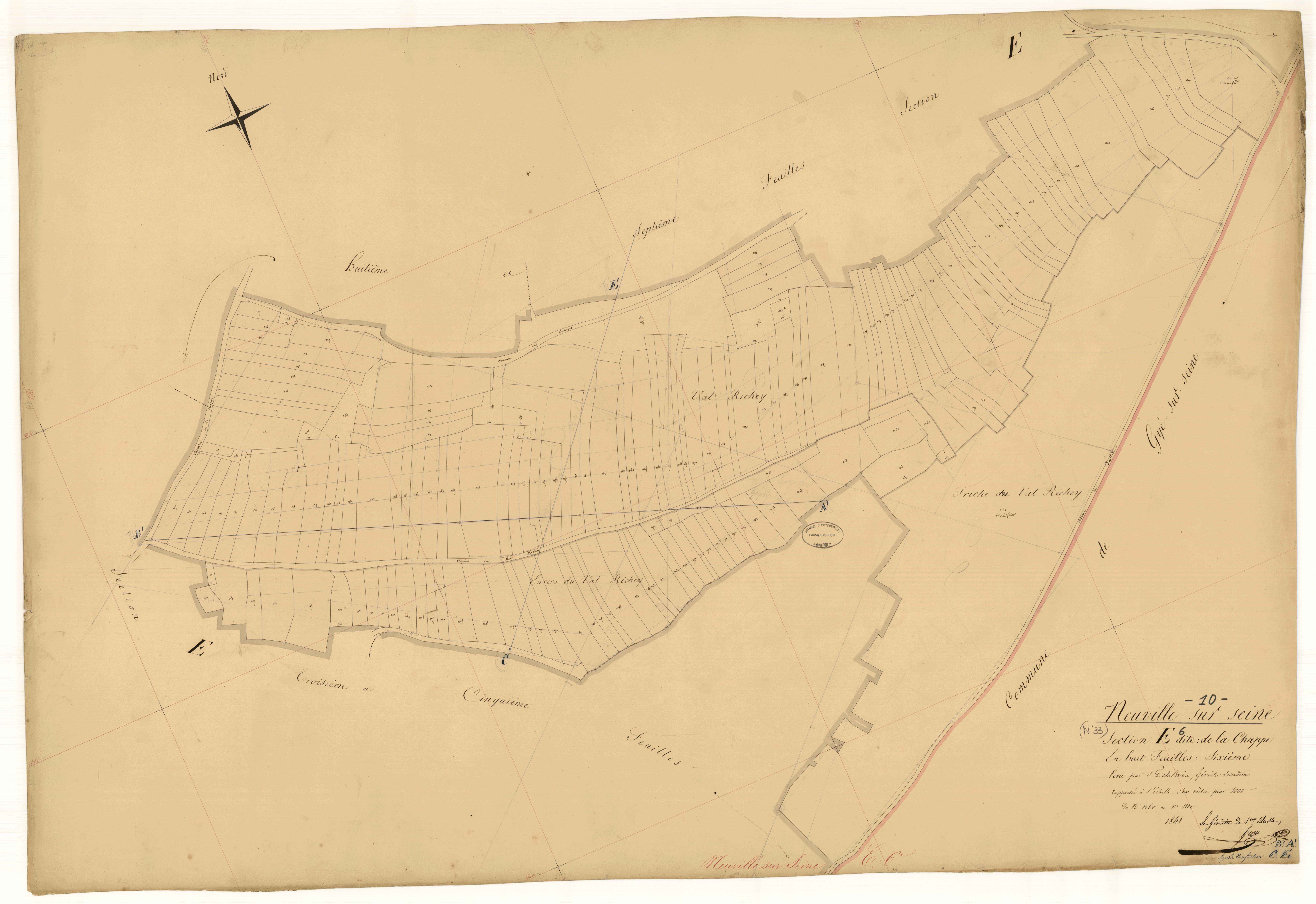 Neuville-sur-Seine, section E dite de la Chappe, feuille n° 6, parcelles n°1060-1220