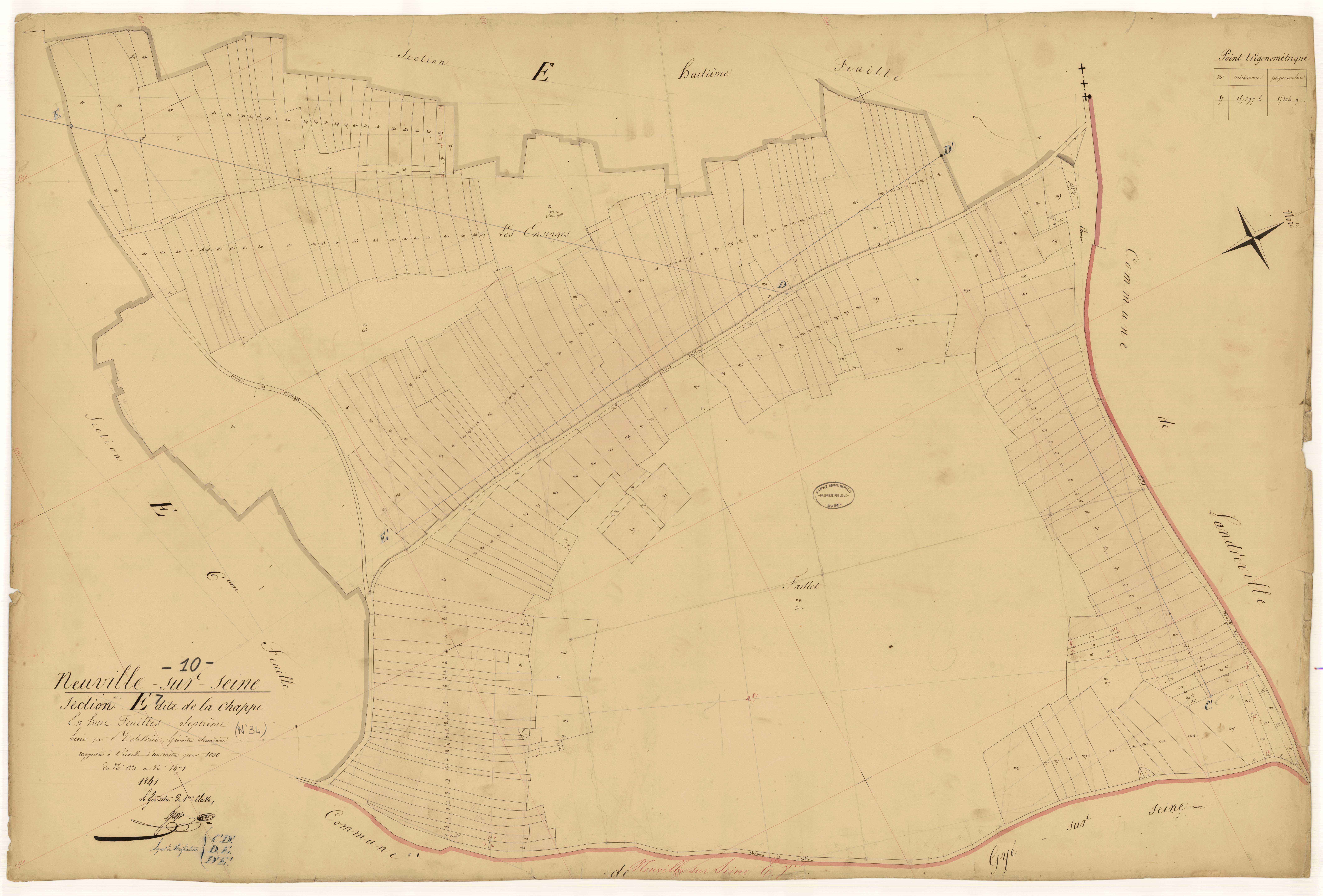 Neuville-sur-Seine, section E dite de la Chappe, feuille n° 7, parcelles n°1221-1471