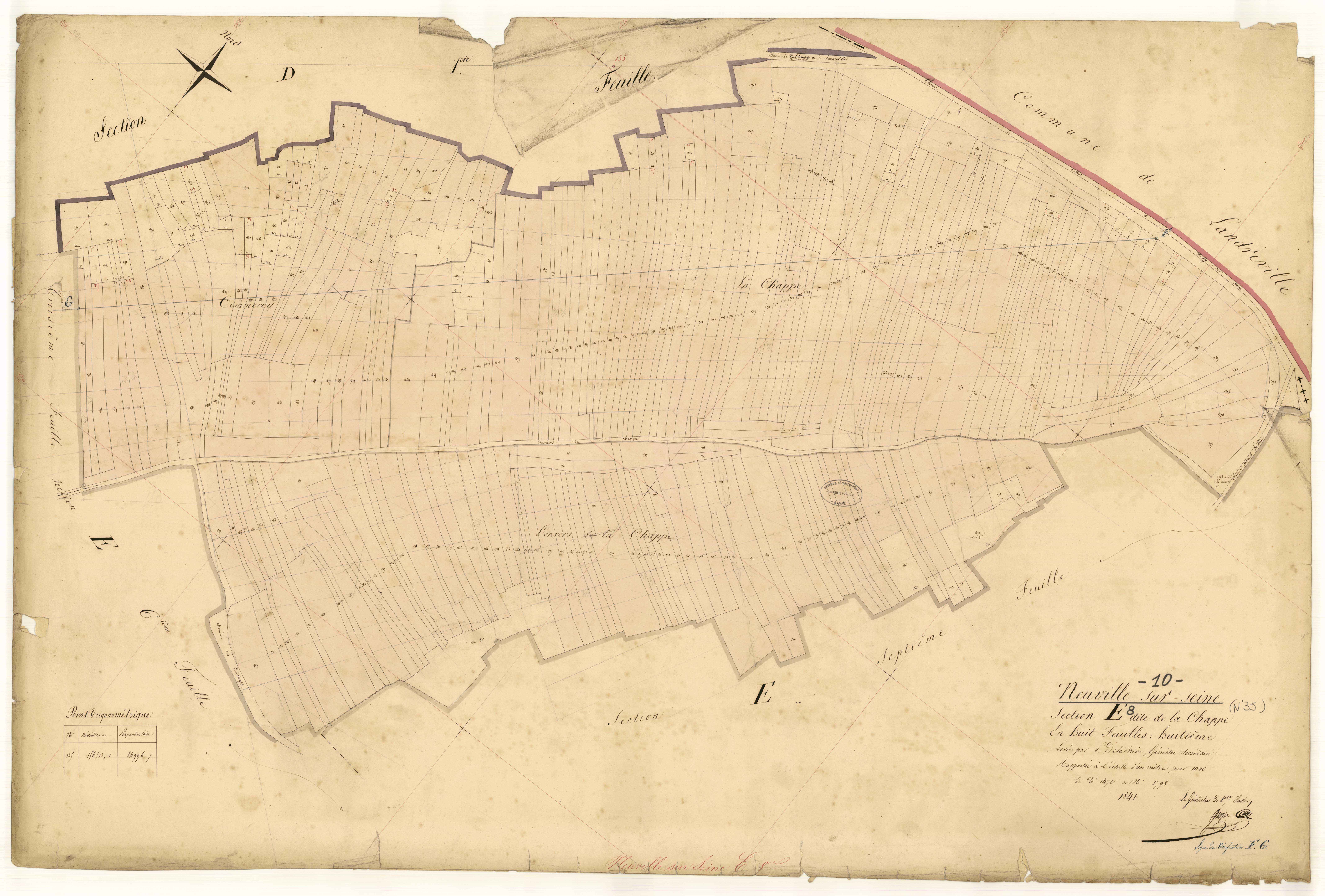 Neuville-sur-Seine, section E dite de la Chappe, feuille n° 8, parcelles n°1472-1798