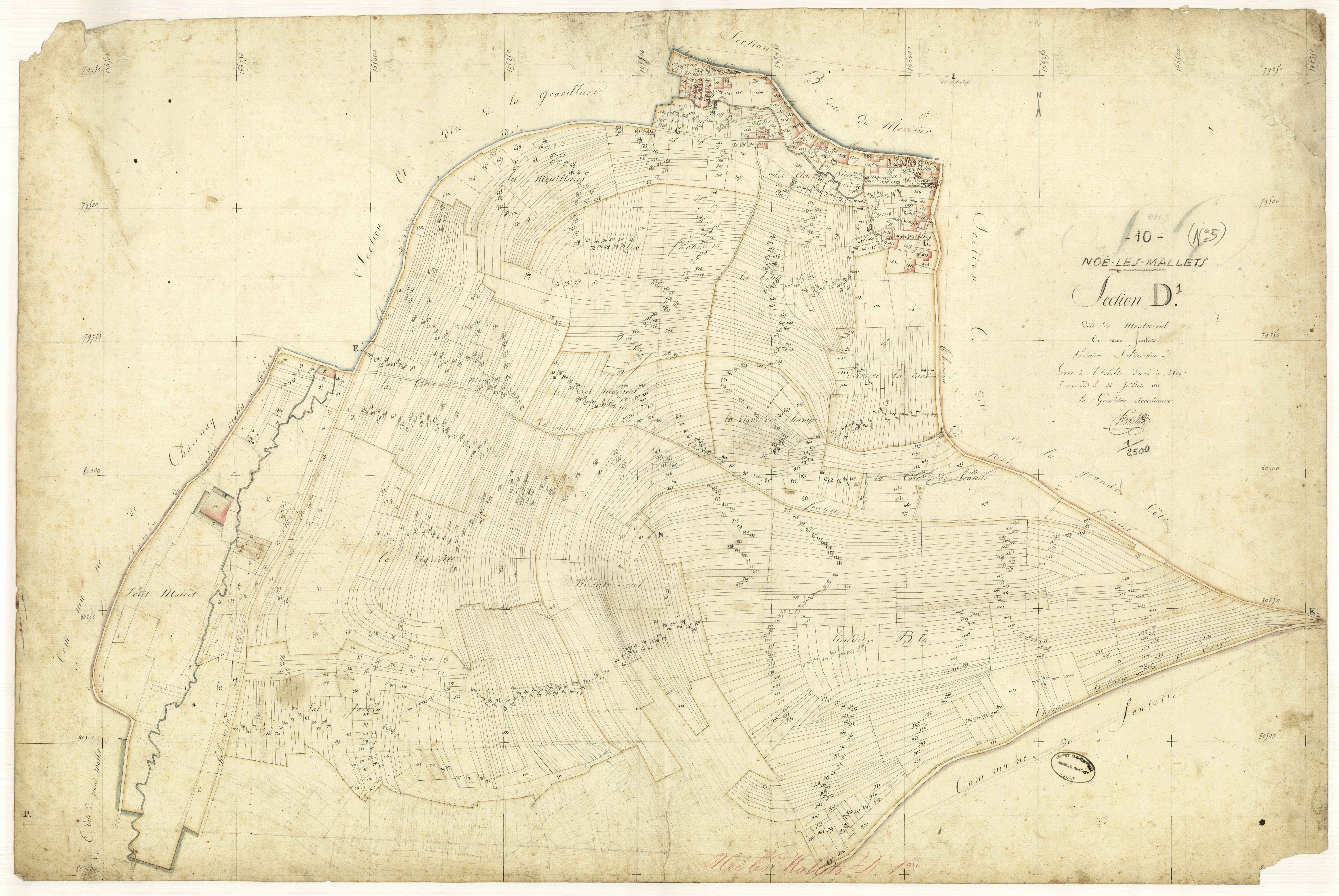 Noé-les-Mallets, section D dite de Montre-cul, feuille n° 1