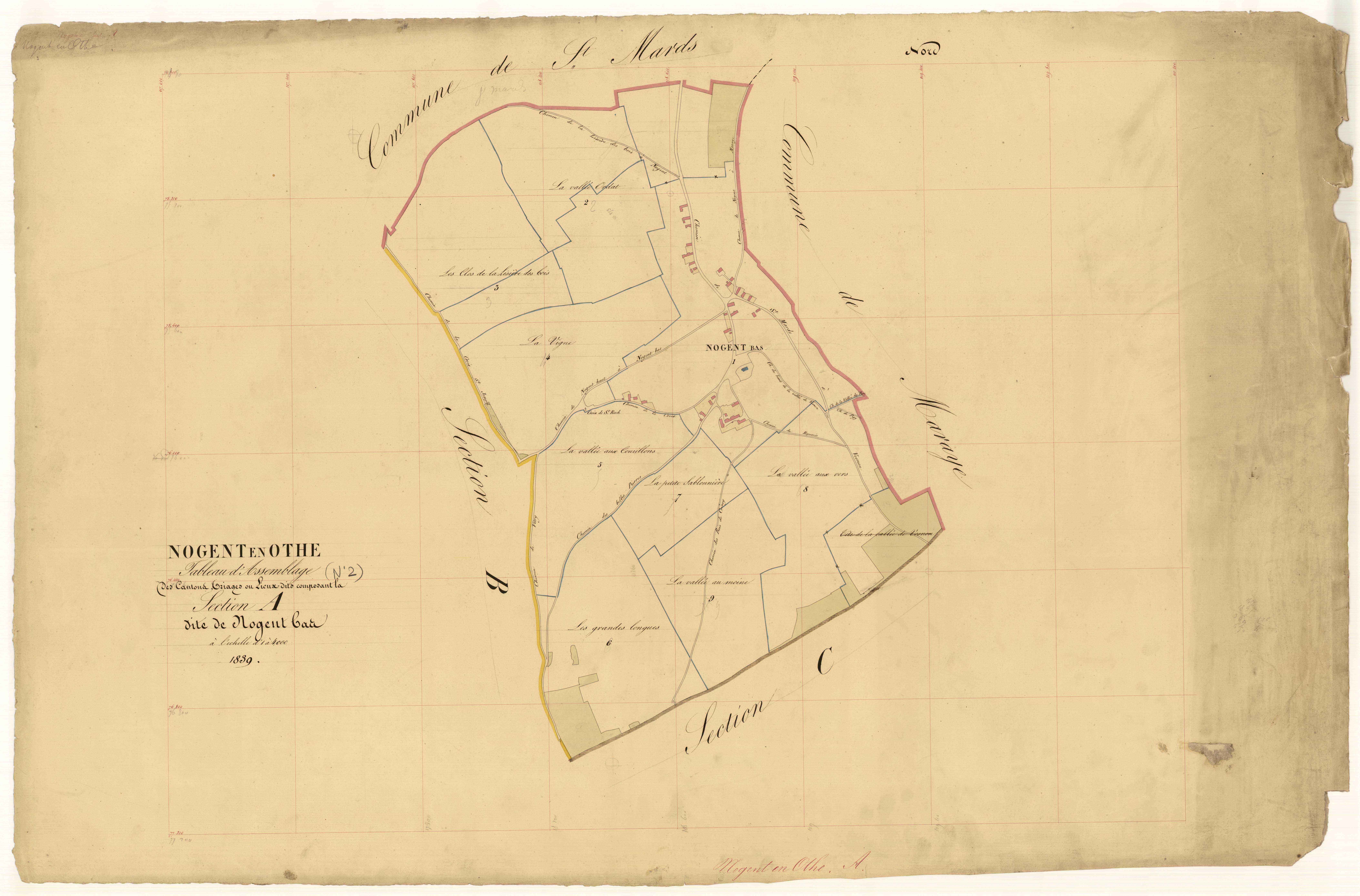 Nogent-en-Othe, tableau d'assemblage section A dite de Nogent Bas
