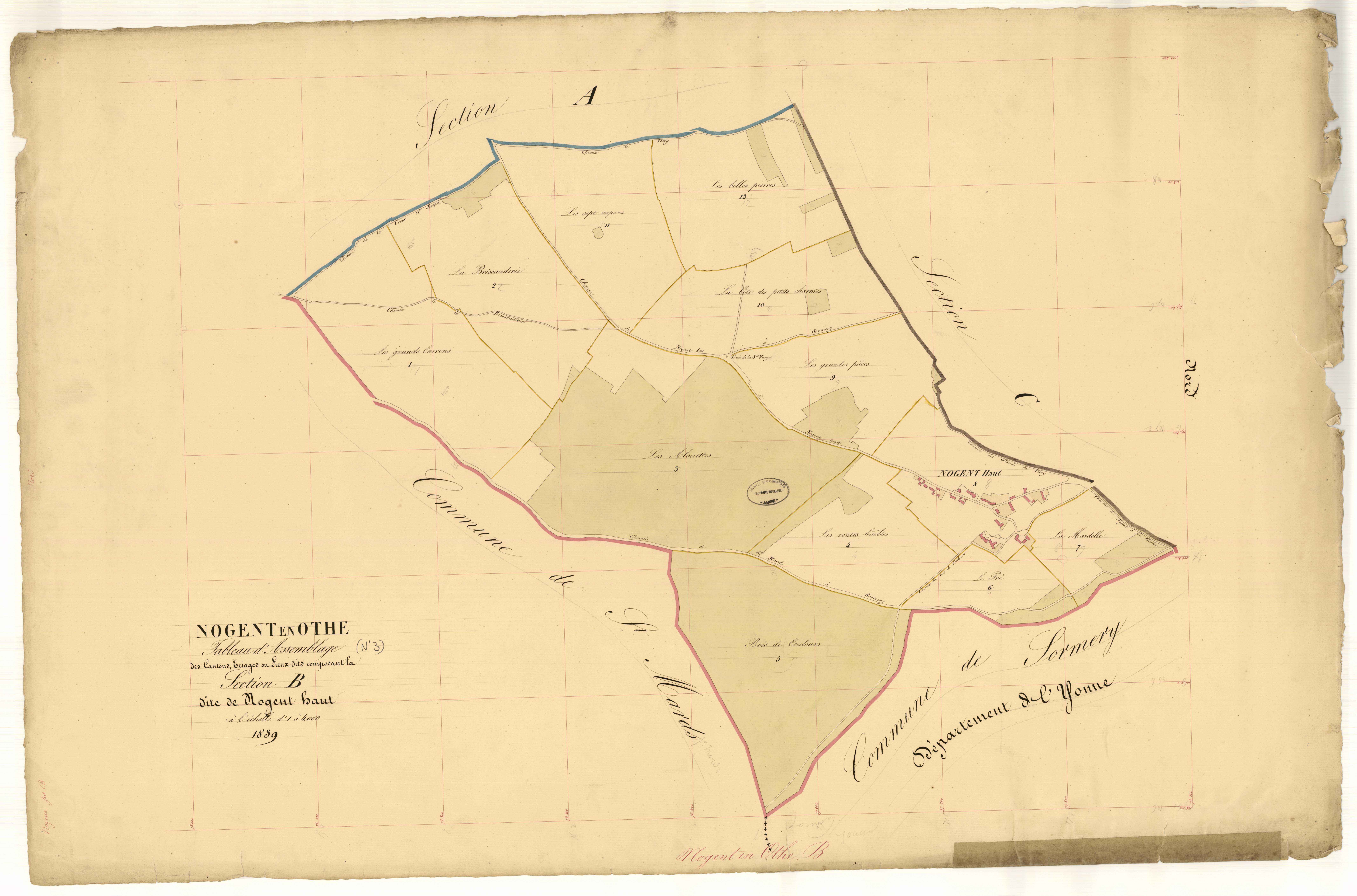 Nogent-en-Othe, tableau d'assemblage section B dite de Nogent Haut