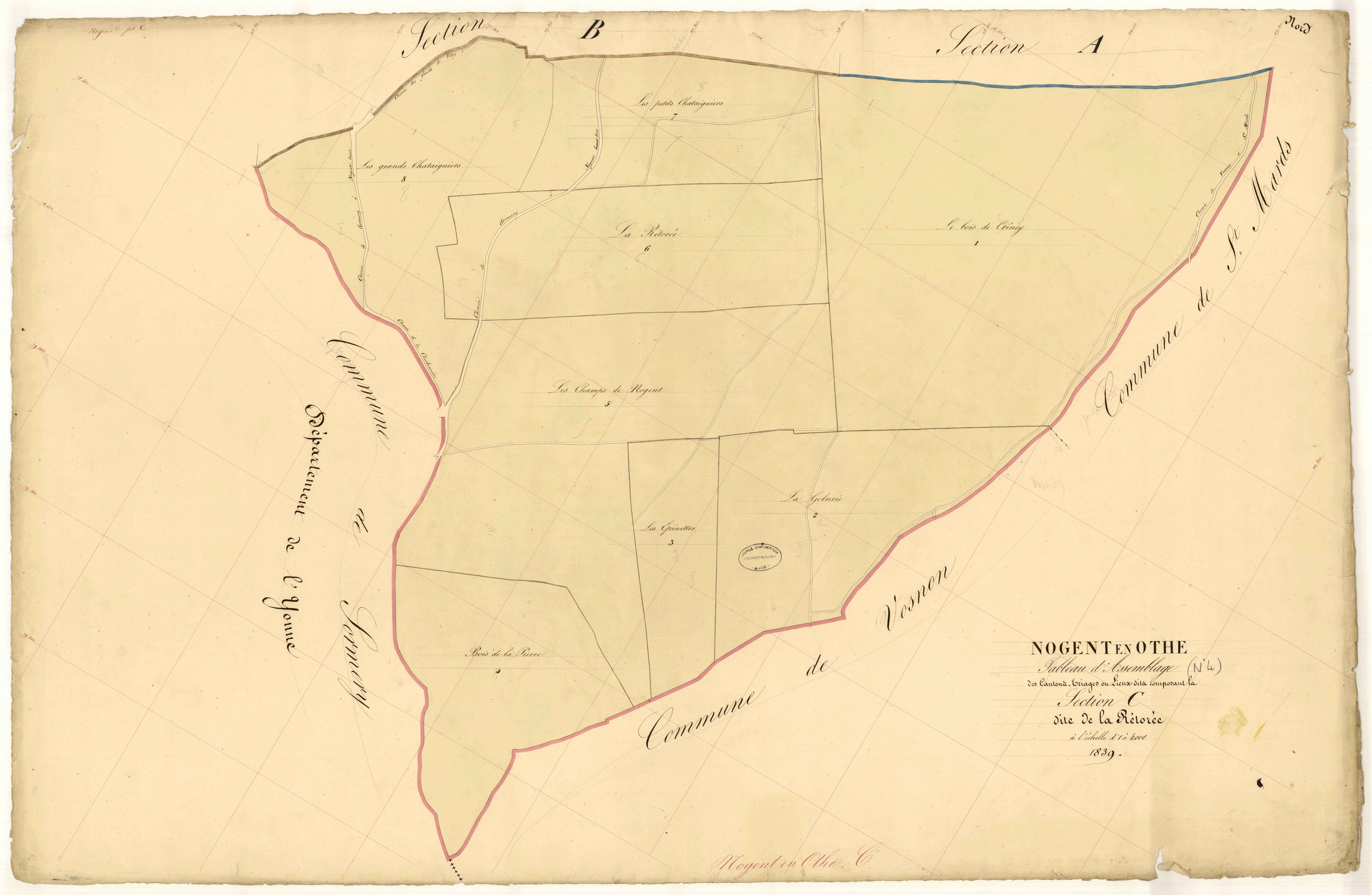 Nogent-en-Othe, tableau d'assemblage section C dite de la Rétorée